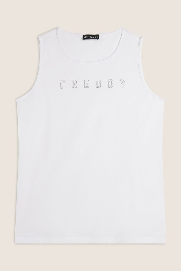Freddy Canotta con Scollo Tondo e Logo Glitter S25WCYLK1