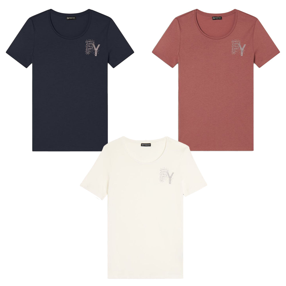 Freddy T-Shirt in Jersey Modal con Logo FY e Dettagli in Strass S25WCXT3