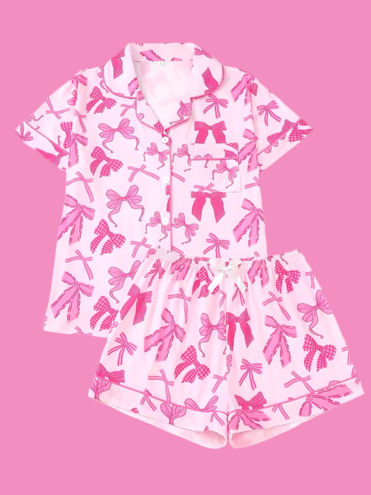 CUTE BOW SHORT PYJAMAS