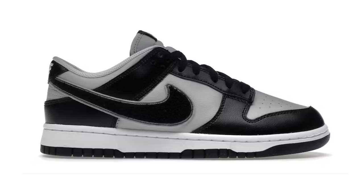nike dunk low chenille swoosh black grey