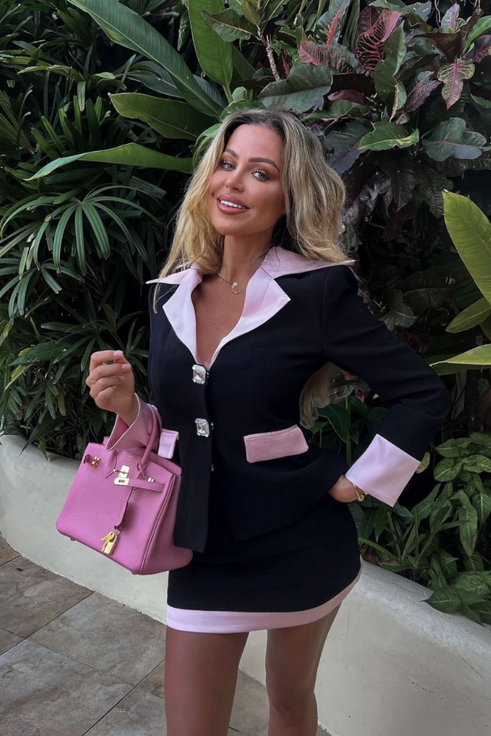 Blazer Pink Bow Mini Skirt Set