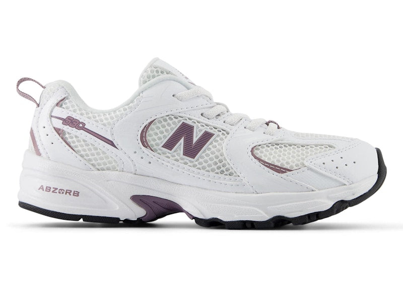 New Balance 530 Bungee Lace White Dark Ice Wine (PS)
