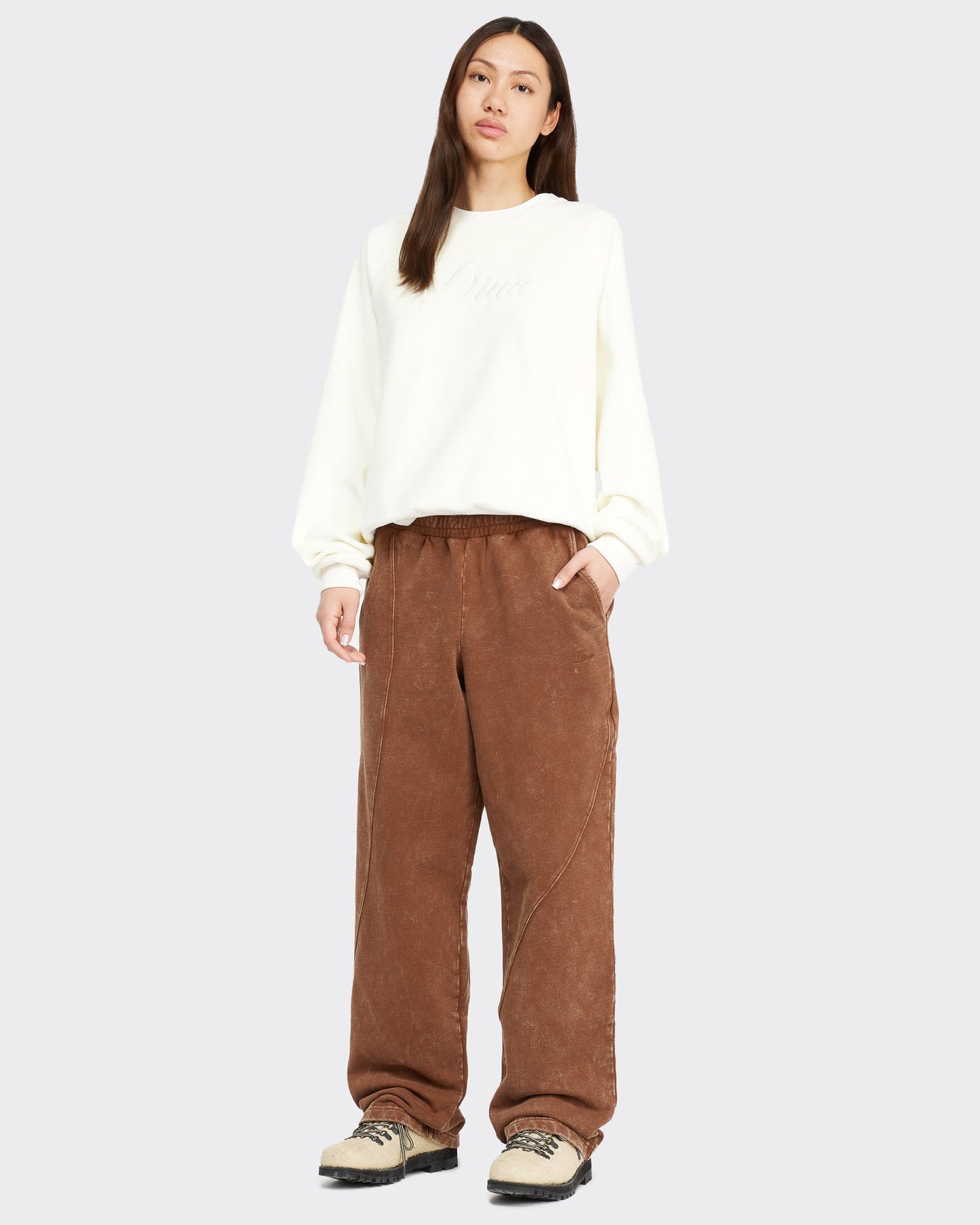 Pantalone Cyclone French Terry Snow Washed Marrone