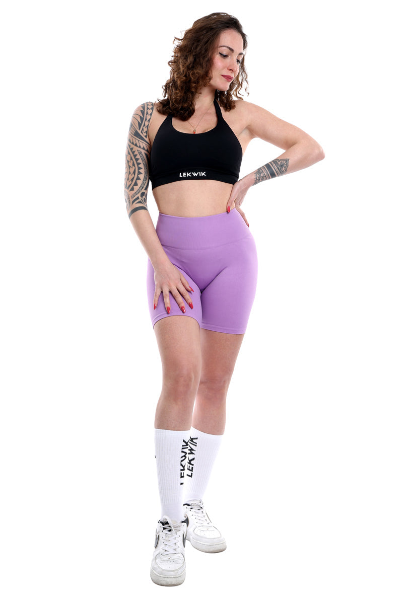 Shorts orchidea modello EVA a vita alta senza cuciture