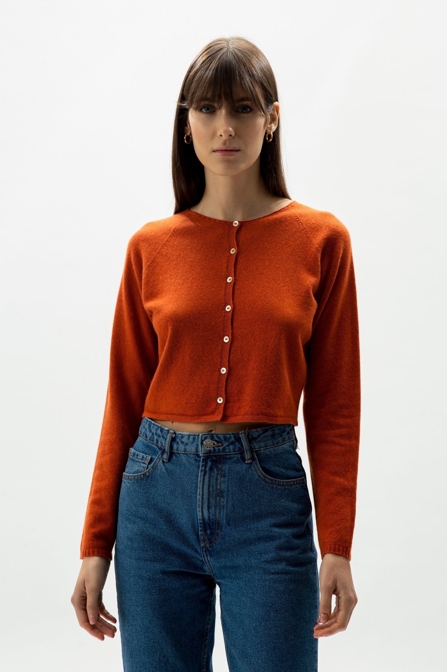 Cashmere Mix Cropped Cardigan (3D-Knit)