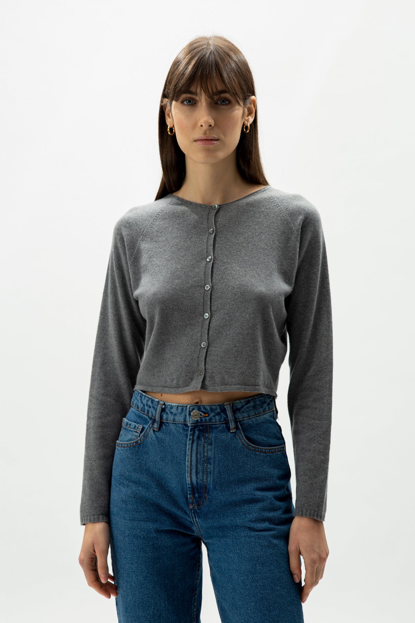 Cashmere Mix Cropped Cardigan (3D-Knit)