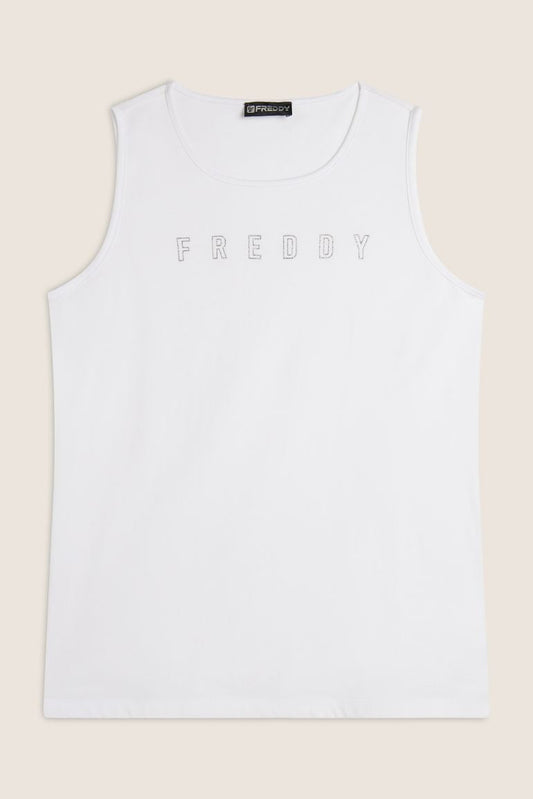 Freddy Canotta con Scollo Tondo e Logo Glitter S25WCYLK1