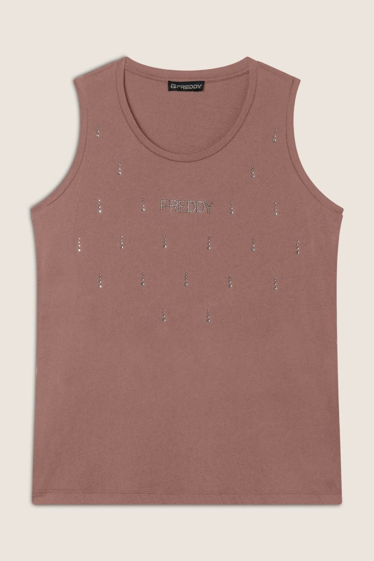 Freddy Canotta Decorata da Strass in Jersey Modal S25WCXK1