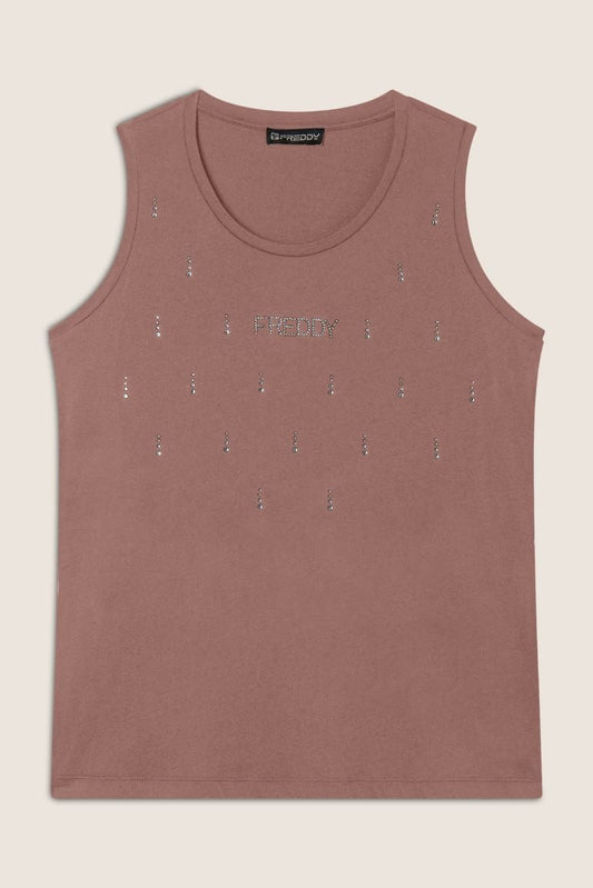 Freddy Canotta Decorata da Strass in Jersey Modal S25WCXK1