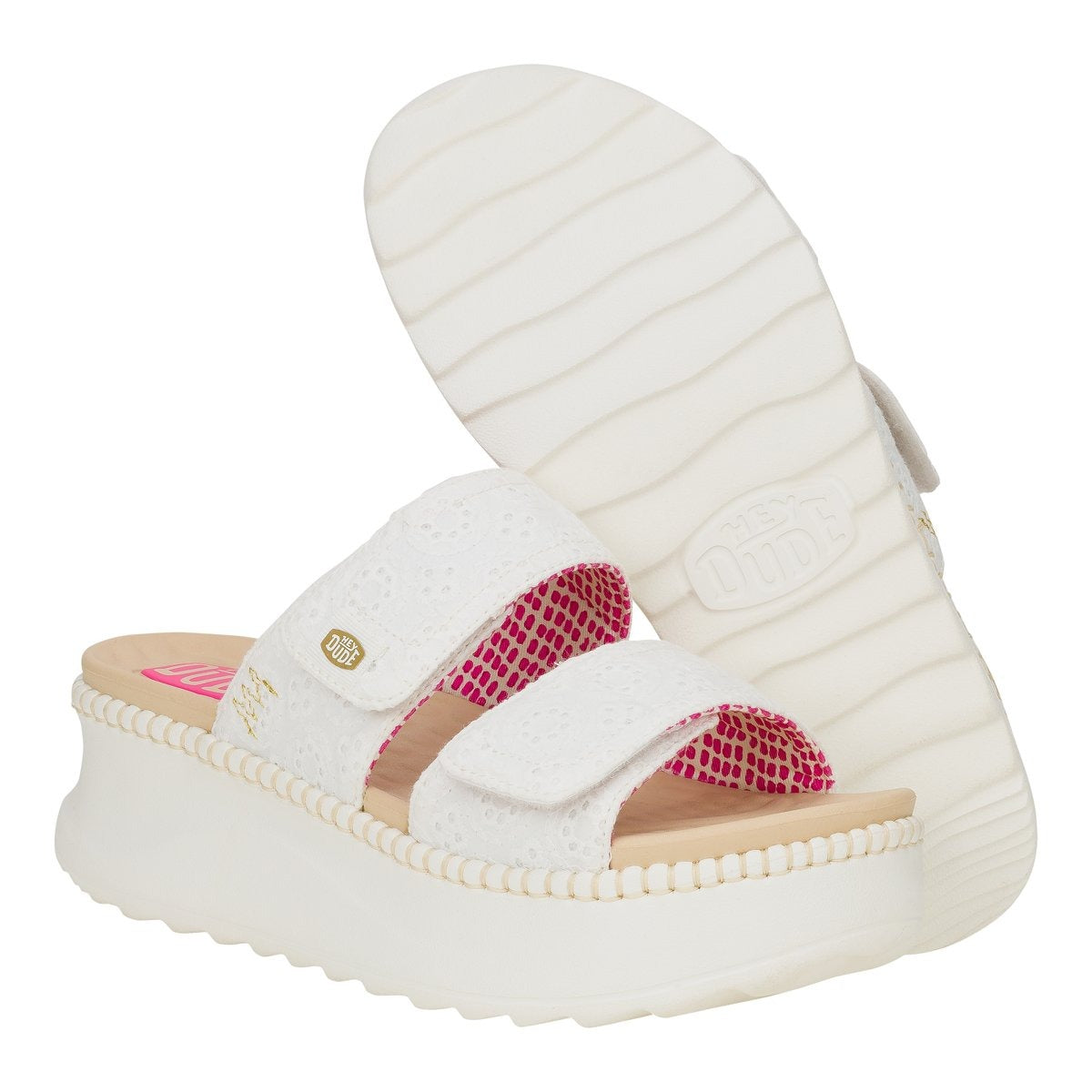 Hey Dude Delray Slide Eyelet White