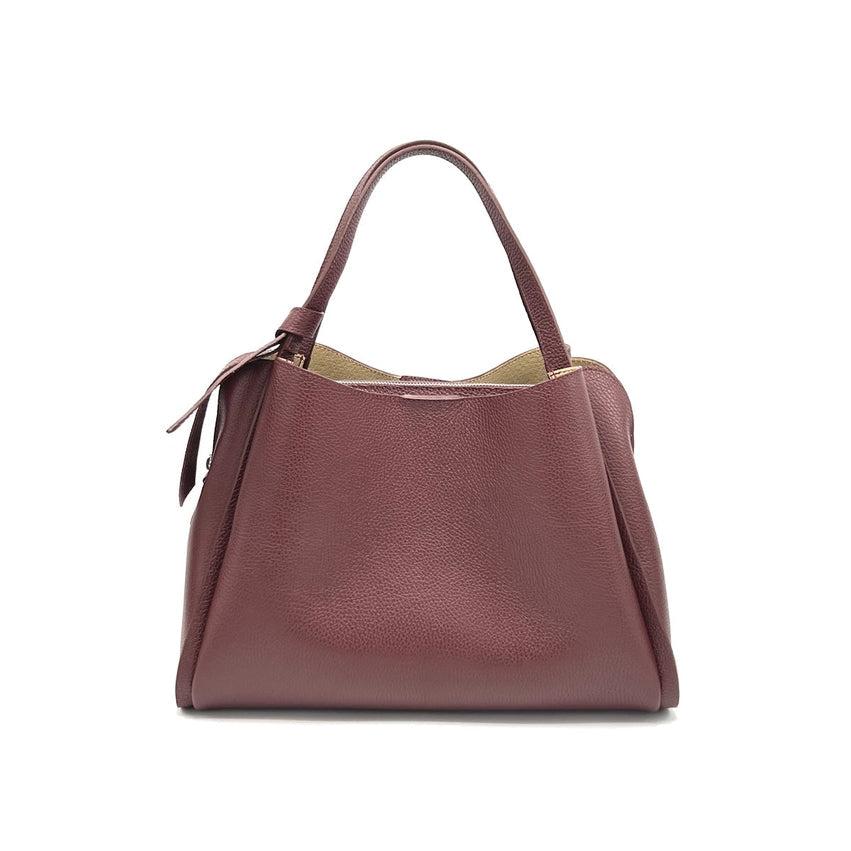 Pienza – Italian Leather Tote Handbag – Bordeaux
