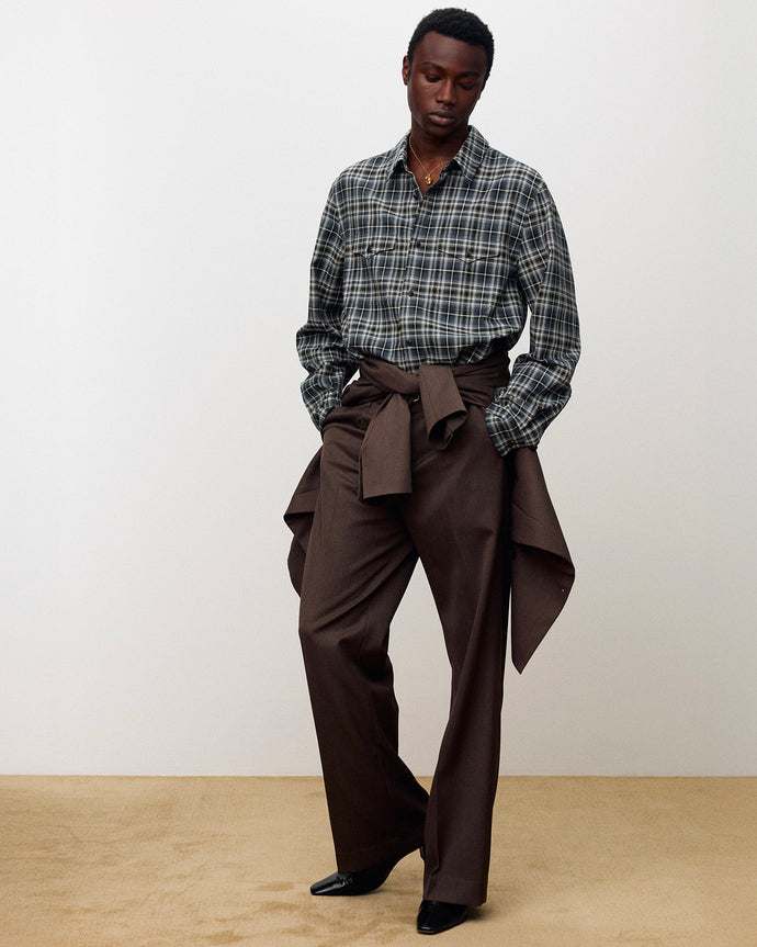 Camicia Cotton Double Pocket Checked Blu