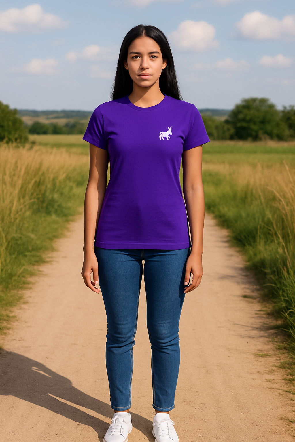 T-shirt Classic Logo Donna Plum/White