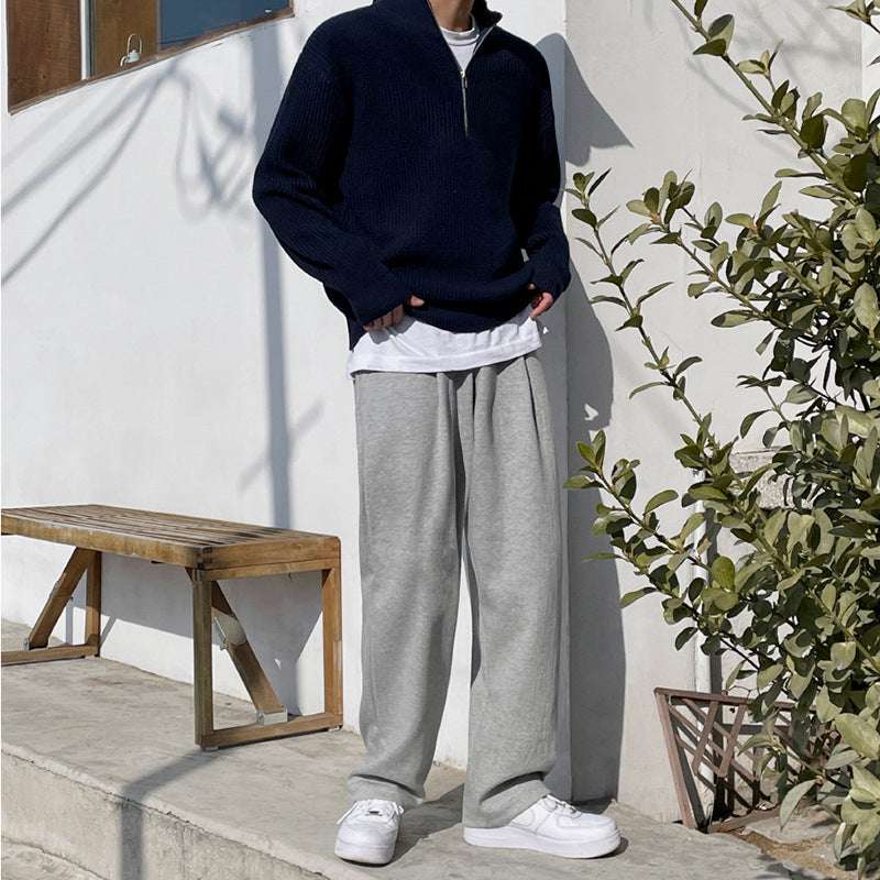 Maglione con Mezza Zip a Collo Alto