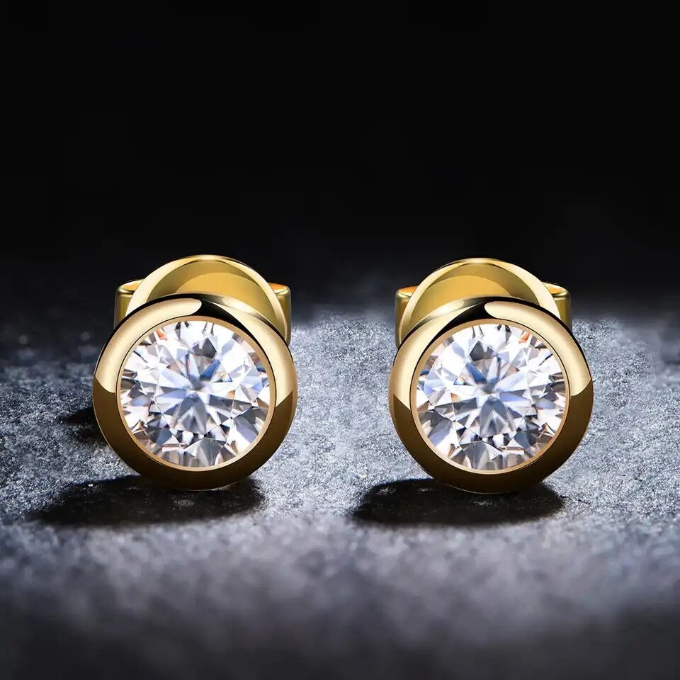 ORECCHINO CON LUNETTA IN ORO MOISSANITE 14K