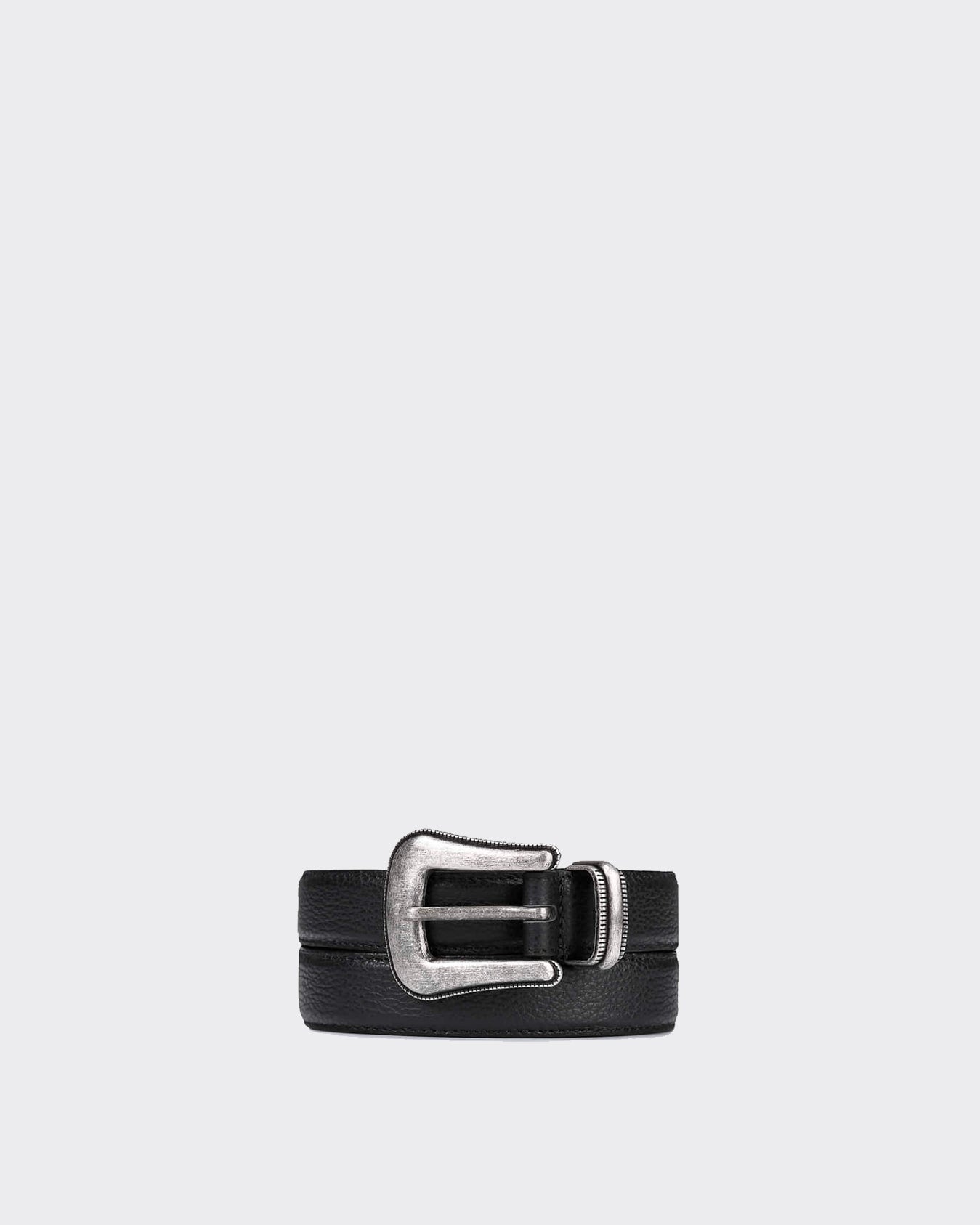 Cintura Pebble Western Buckle Leather Nera