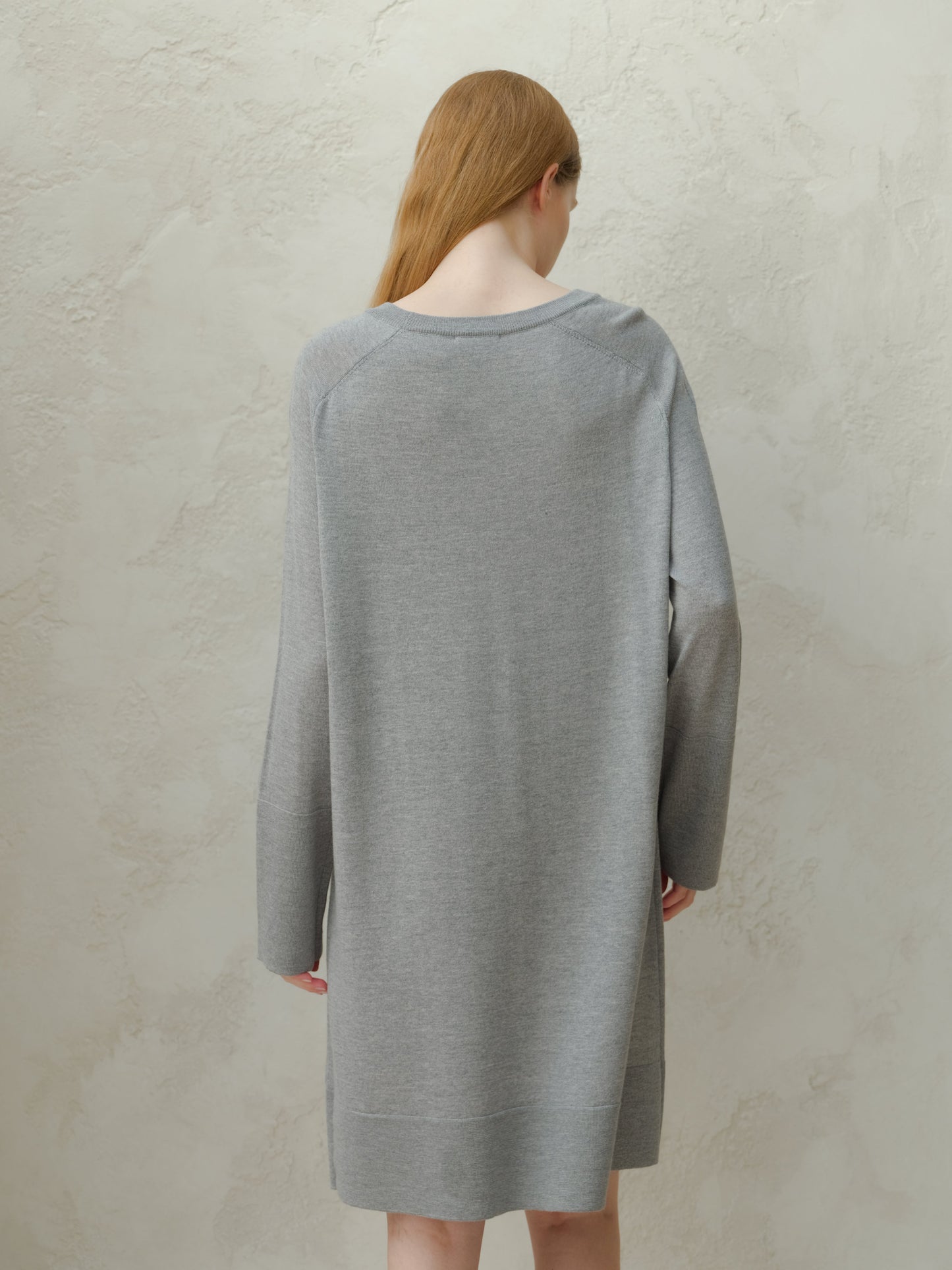 Extra Fine Merino Wool Crewneck Midi Dress