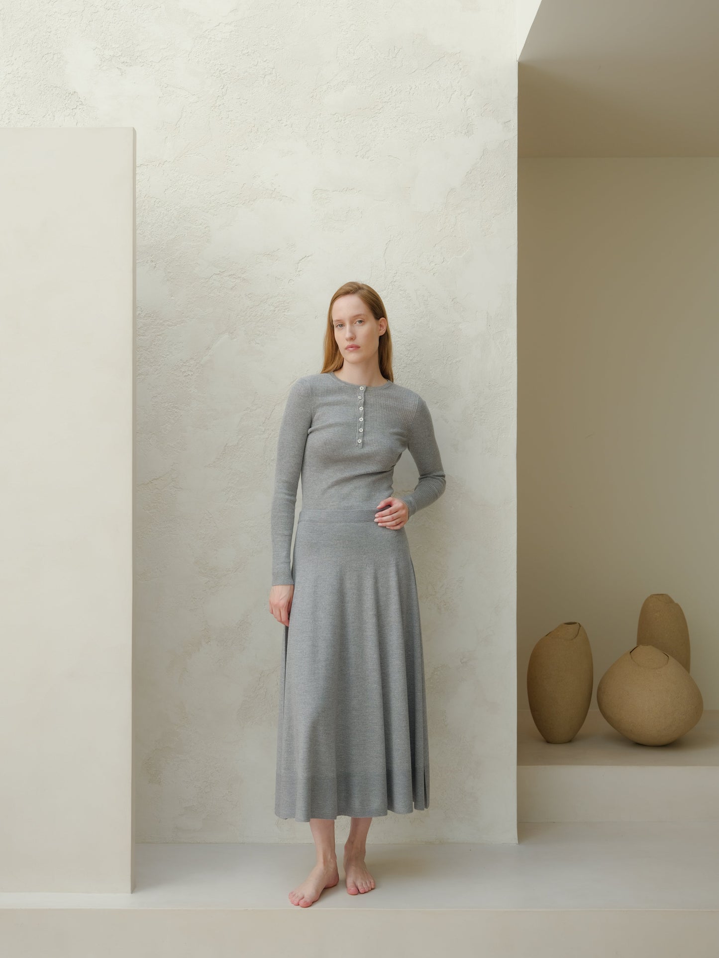 Extra Fine Merino Wool A-Line Skirt (3D-Knit)