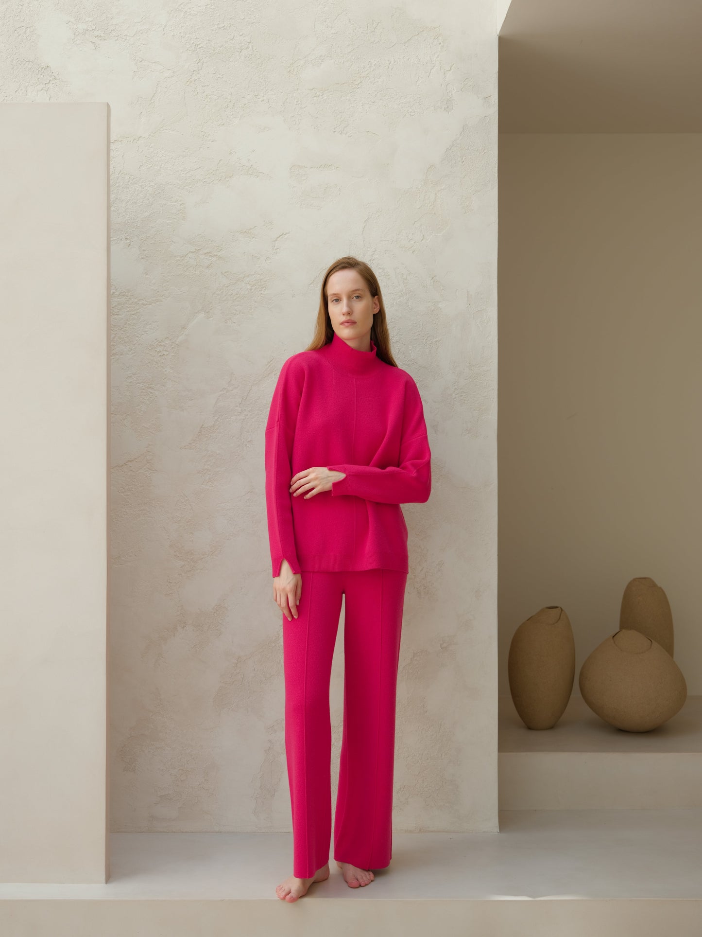 Cashmere Mix Solid Maxi Turtleneck Sweater