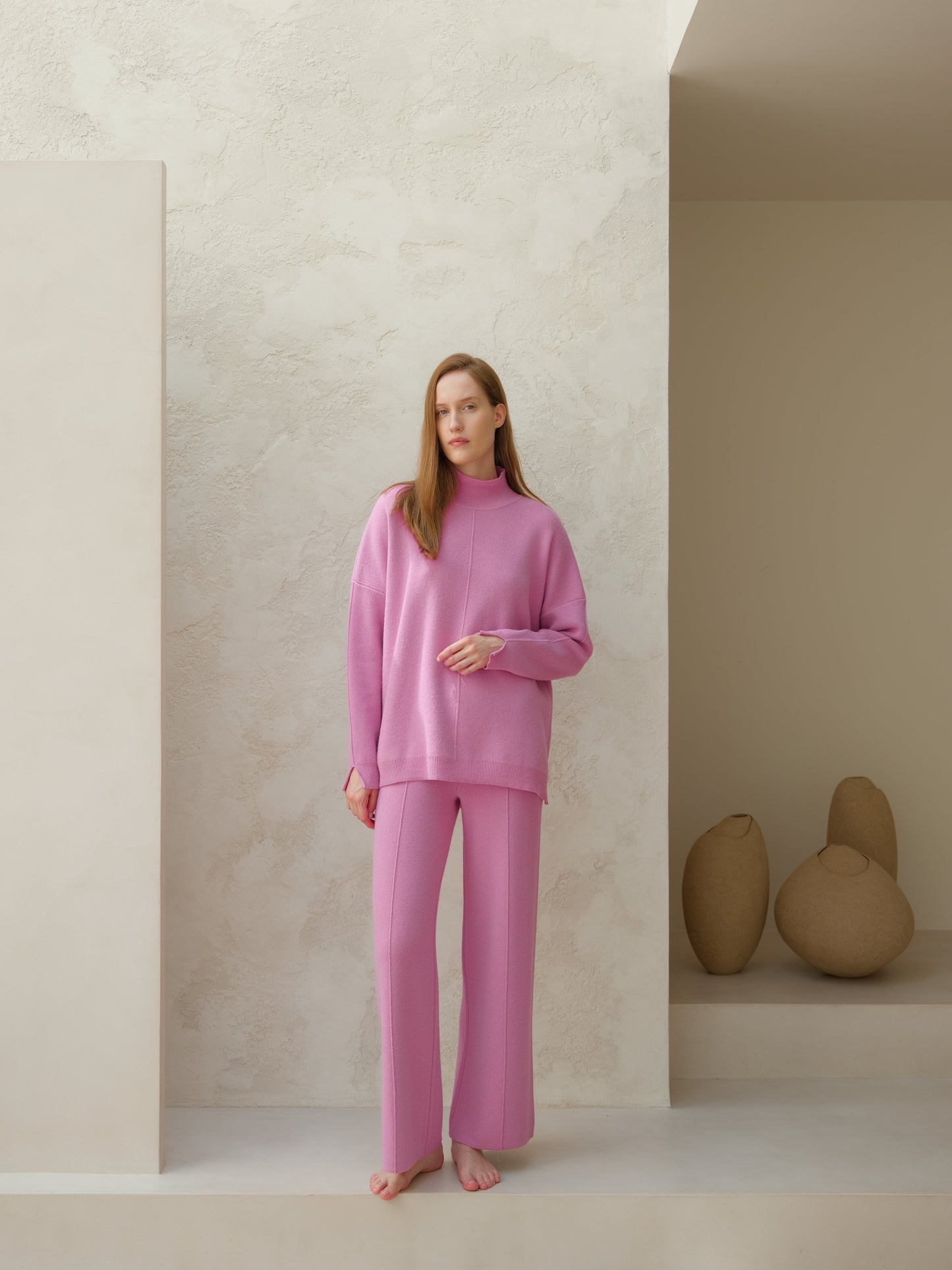 Cashmere Mix Solid Maxi Turtleneck Sweater