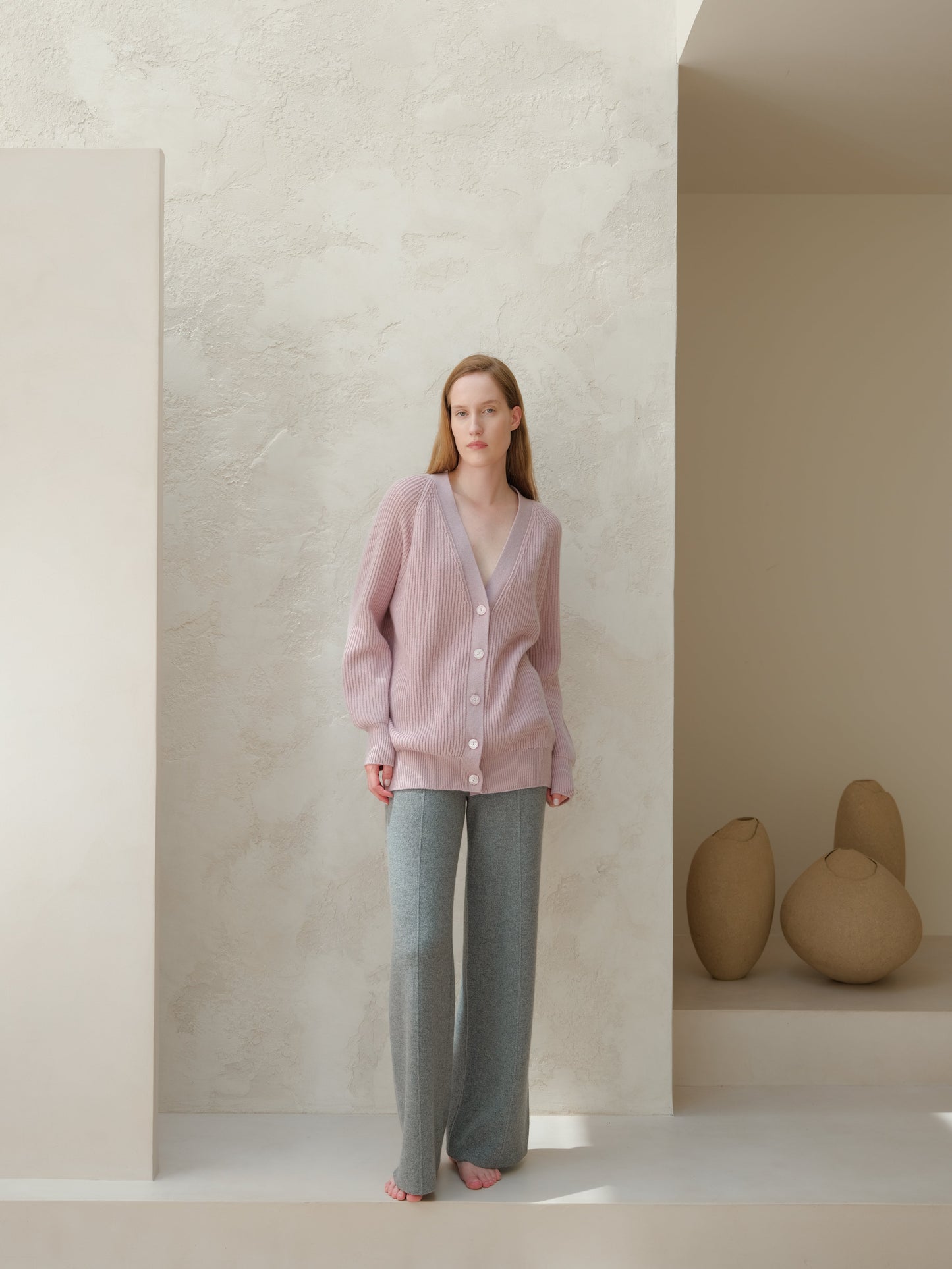 Cashmere Mix Long Ribbed Cardigan