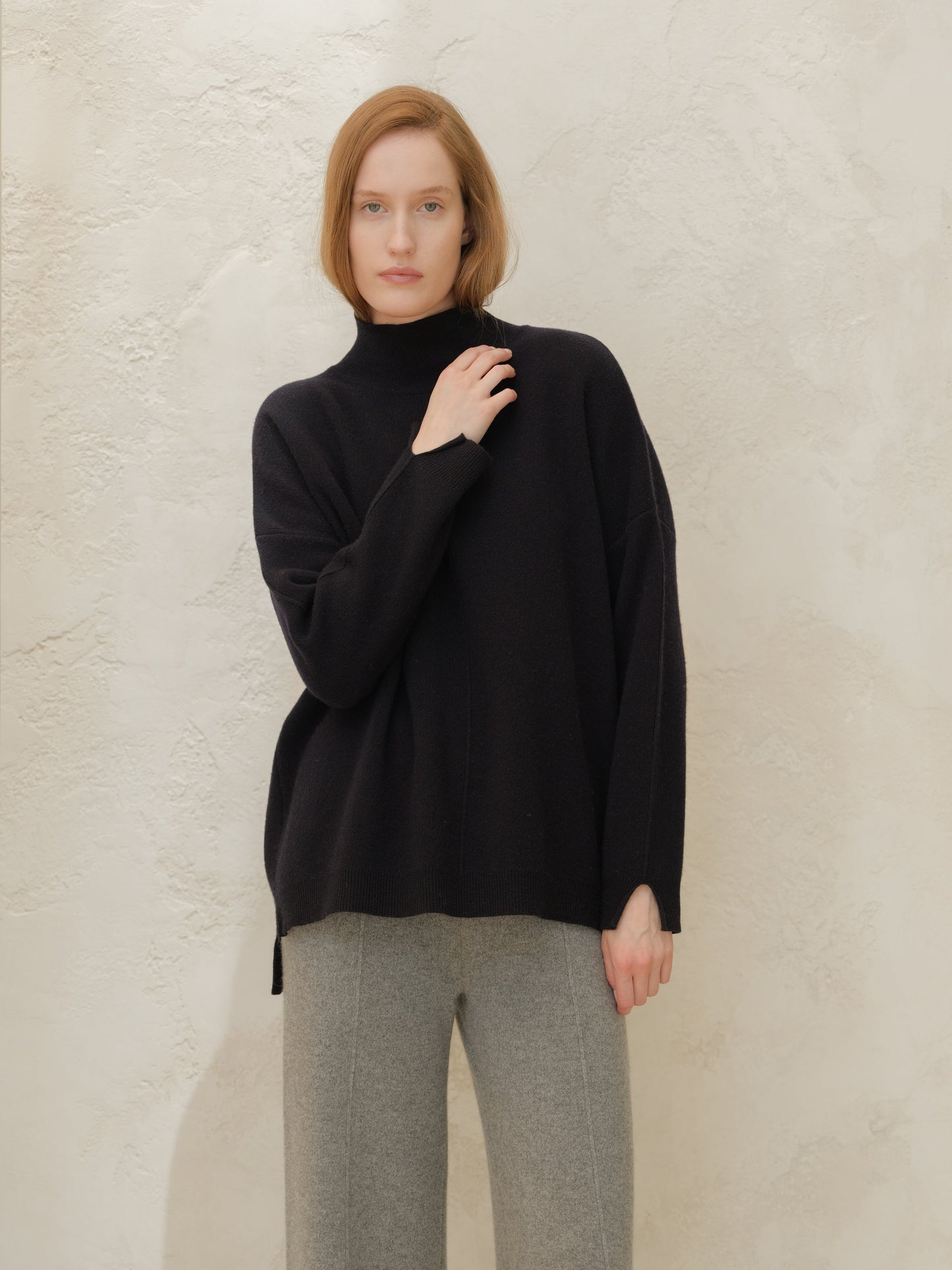 Cashmere Mix Solid Maxi Turtleneck Sweater