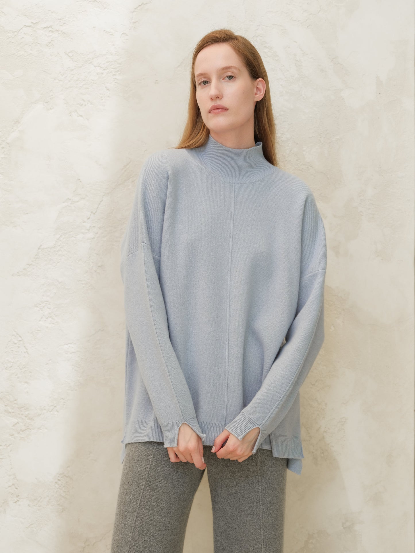 Cashmere Mix Solid Maxi Turtleneck Sweater