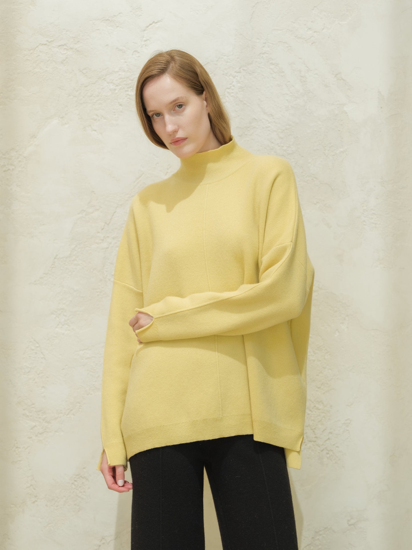 Cashmere Mix Solid Maxi Turtleneck Sweater
