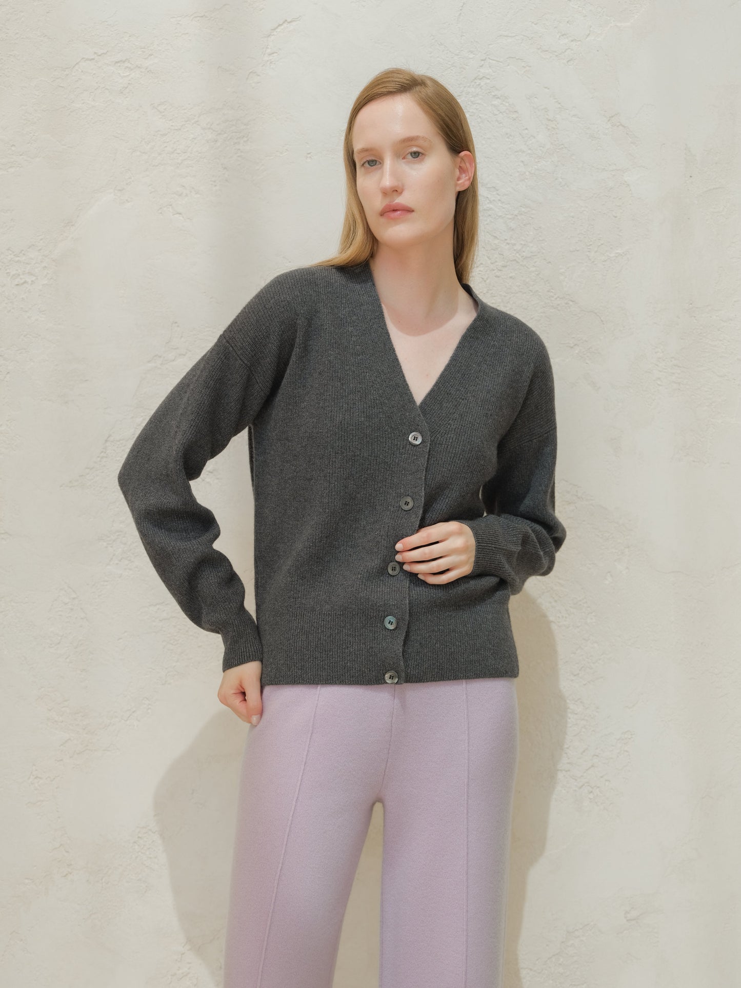 Cashmere Mix Ribbed Cardigan