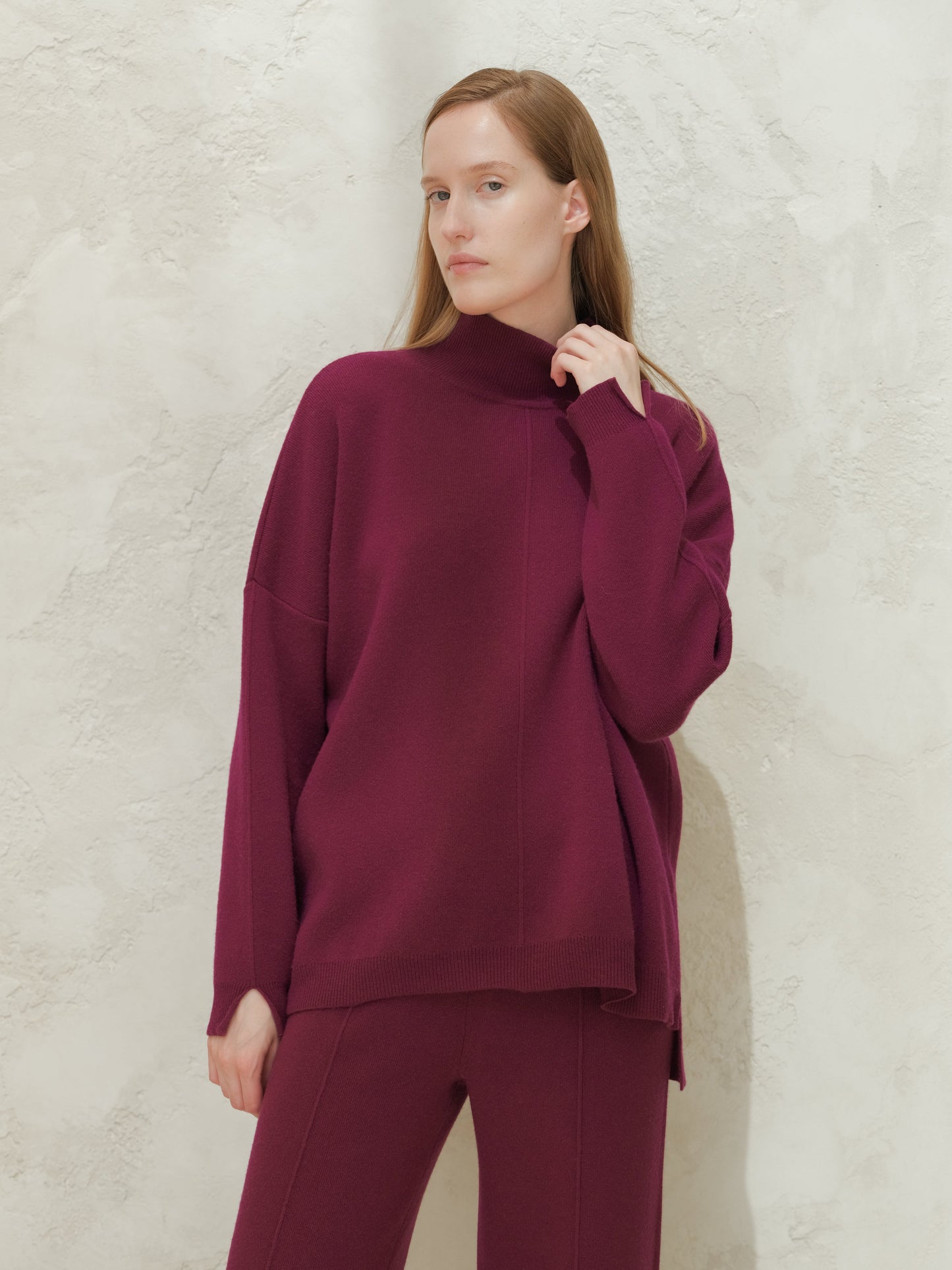 Cashmere Mix Solid Maxi Turtleneck Sweater
