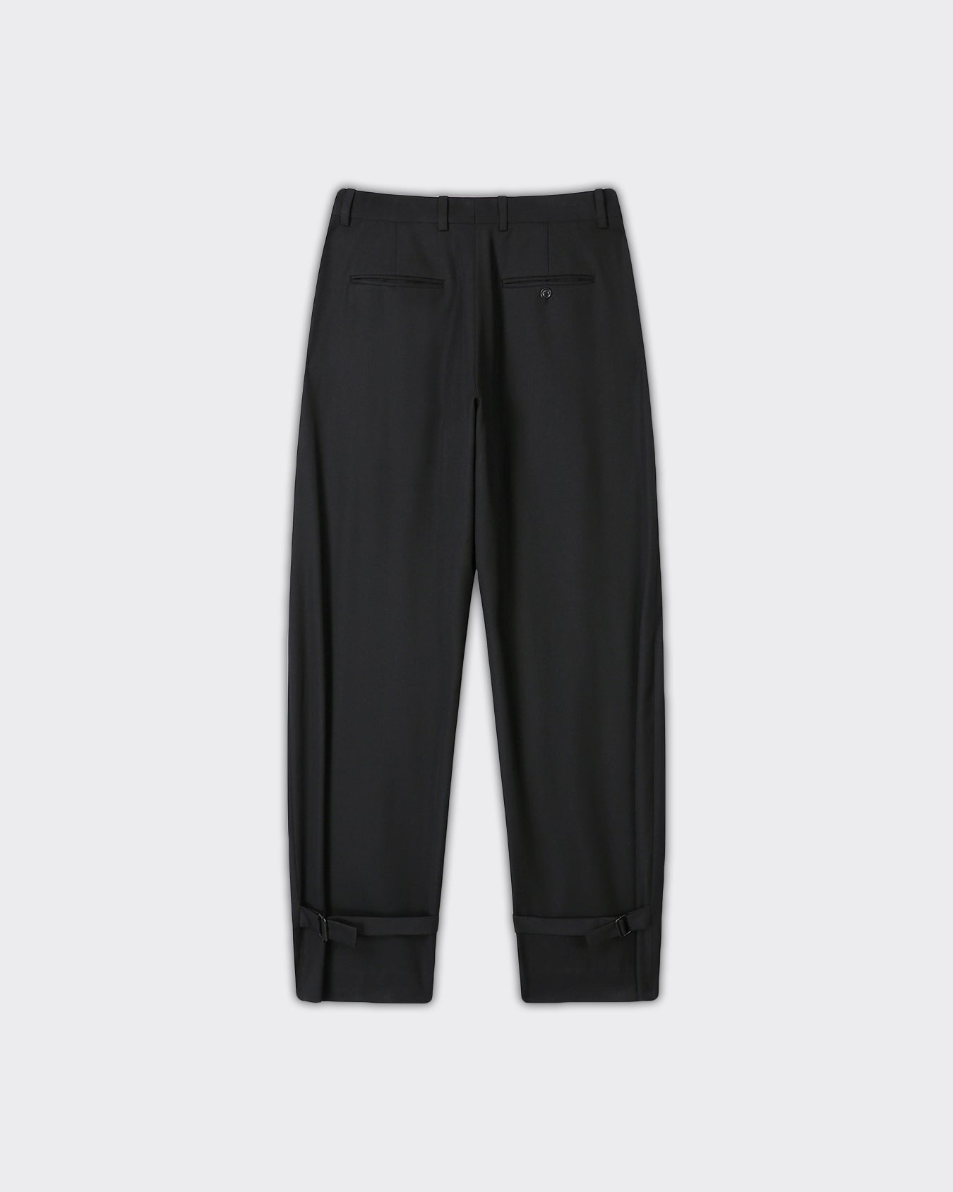 Pantalone Twill Curved Leg Strap Wool Nero