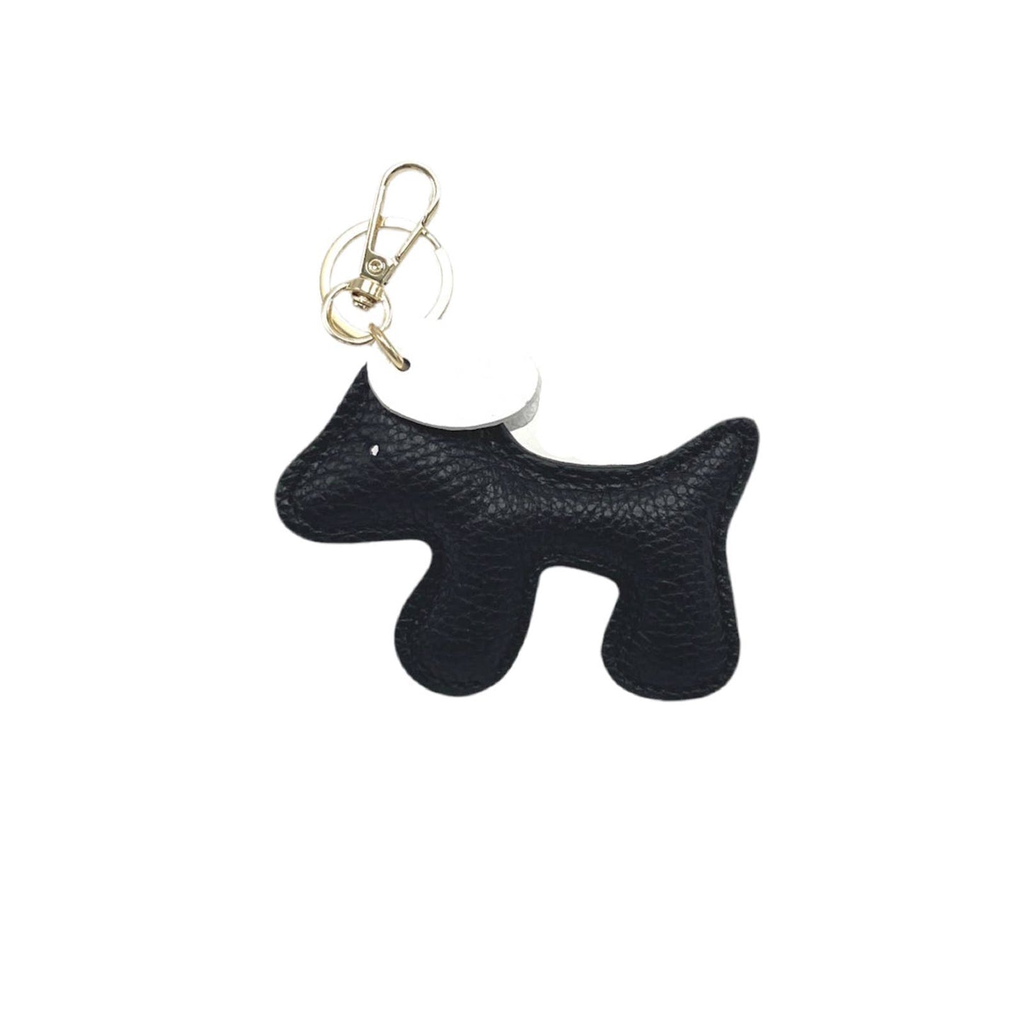 Cucciolo – Two-Tone Italian Leather Puppy Keyring – Black