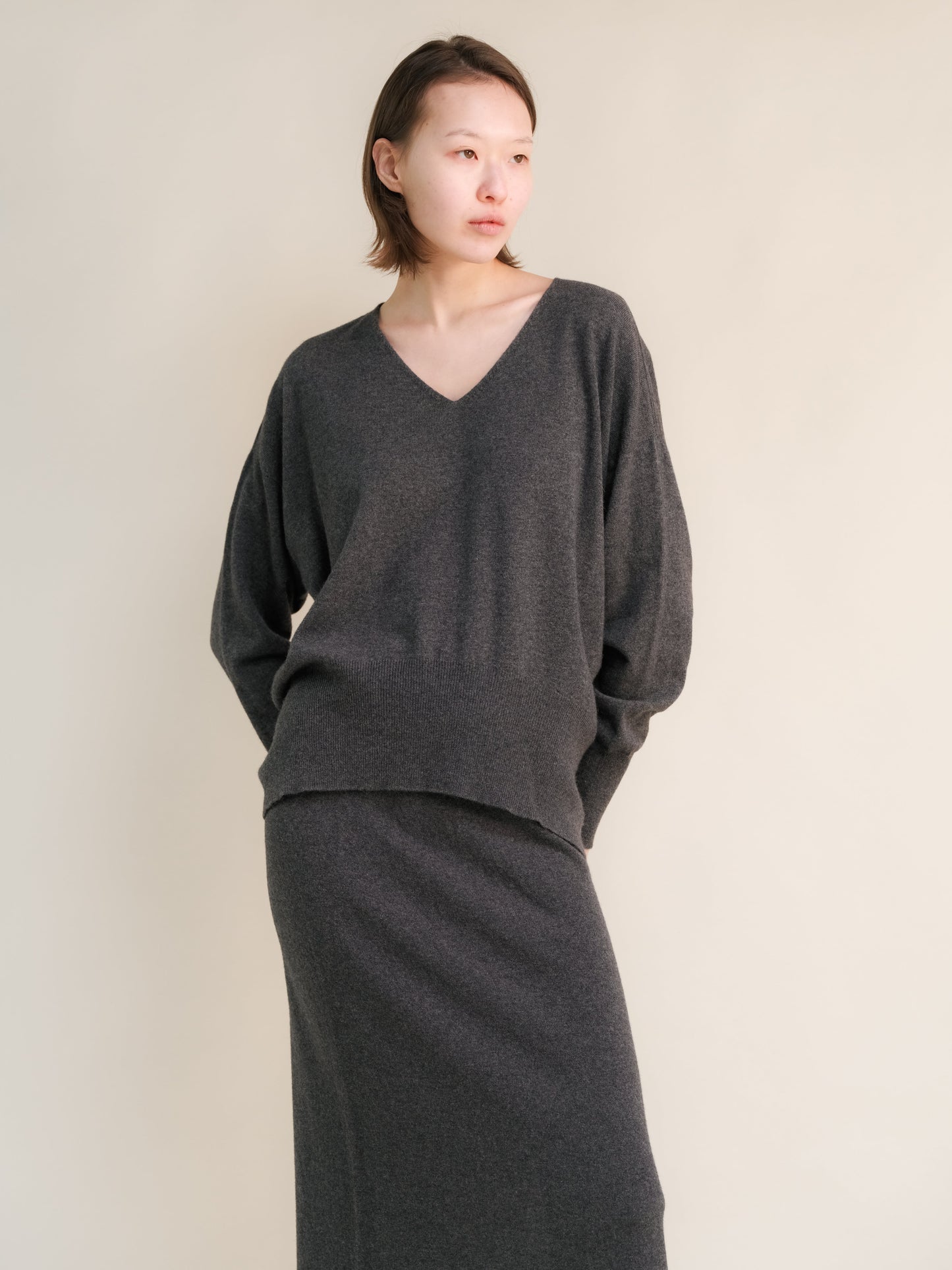 Cashmere Mix Maxi V-Neck Sweater