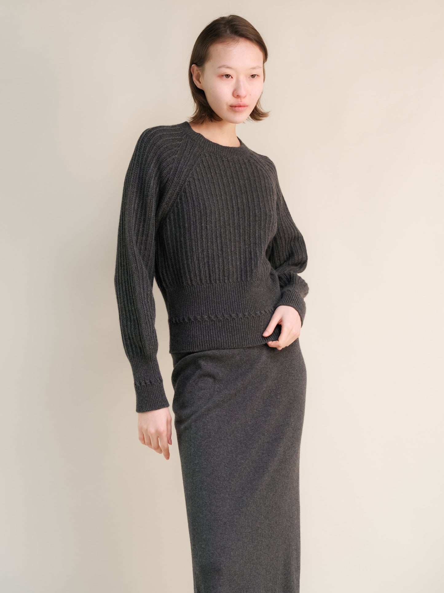 Cashmere Mix Crewneck Raglan Sweater