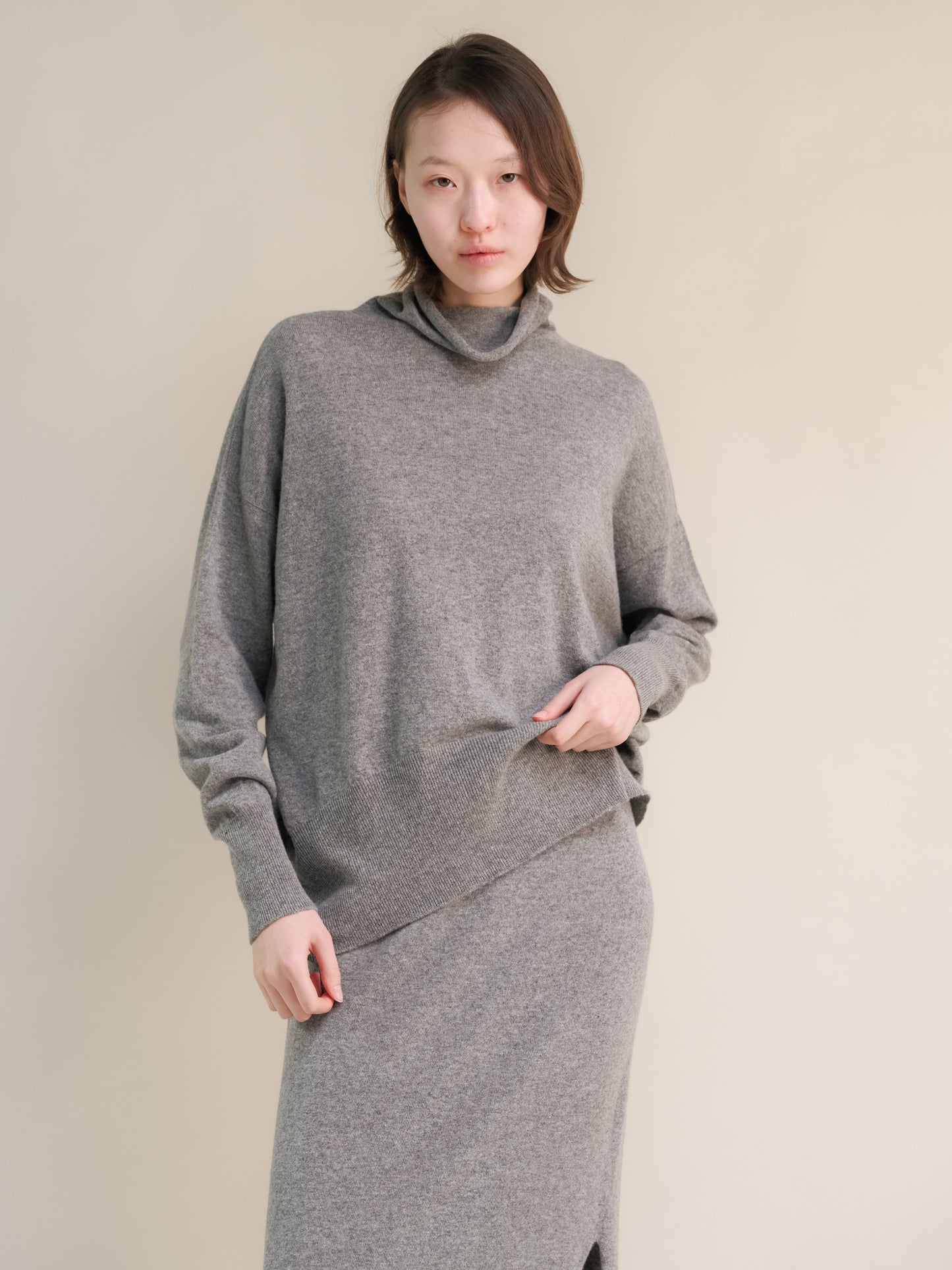 Cashmere Mix Maxi Turtleneck Sweater (3D-Knit)