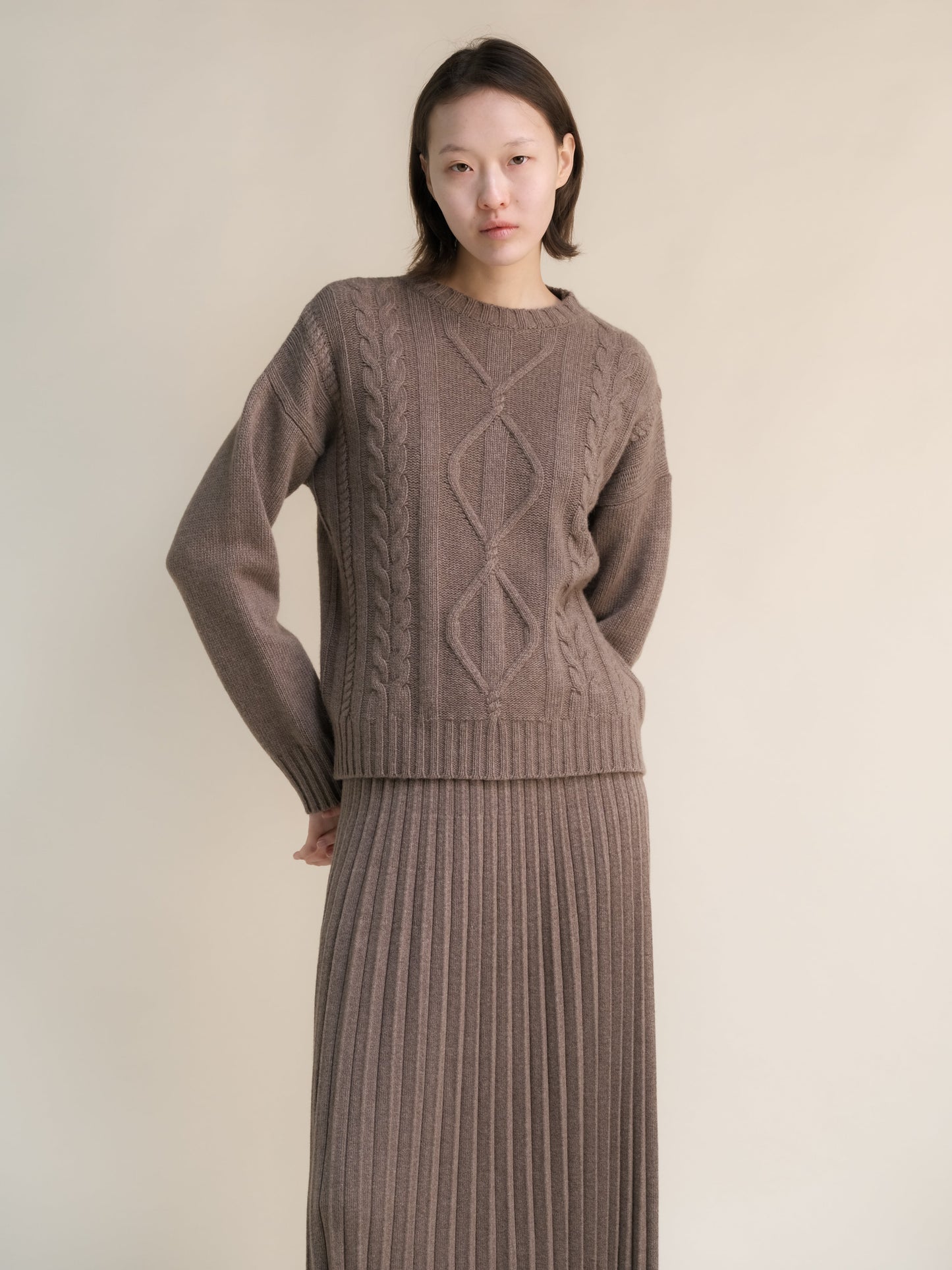 Cashmere Mix Cable Knit Sweater
