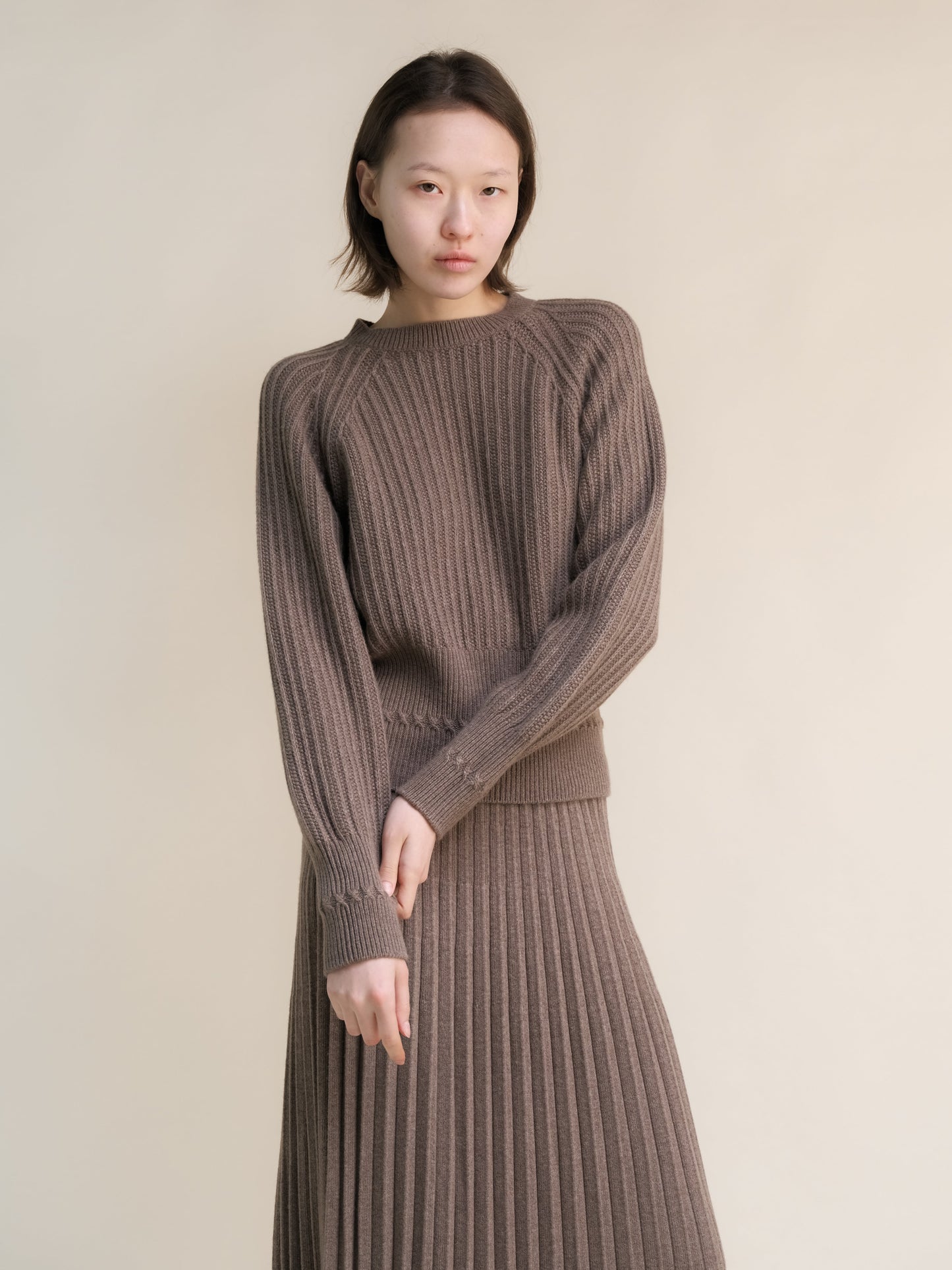 Cashmere Mix Crewneck Raglan Sweater