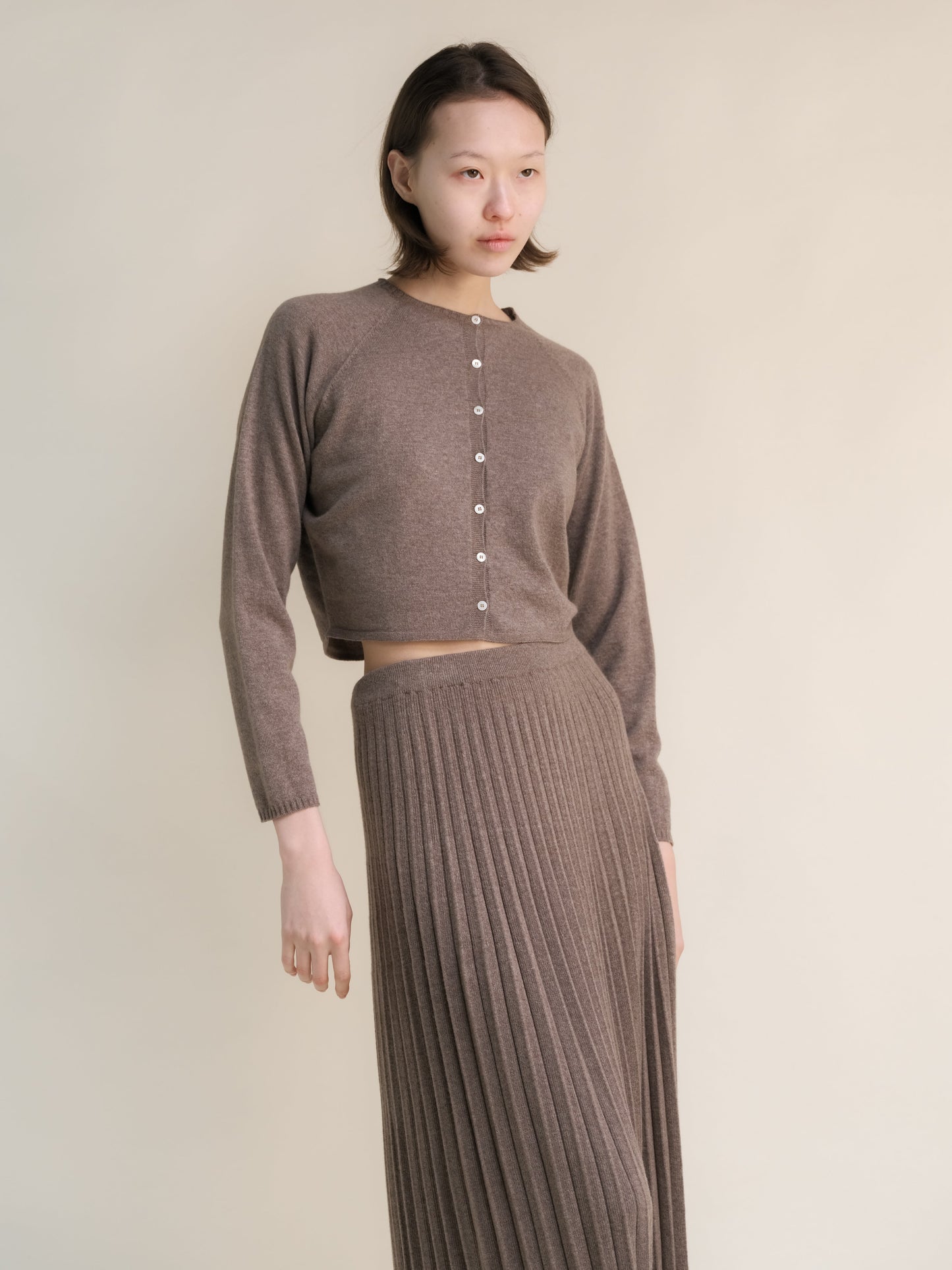 Cashmere Mix Cropped Cardigan (3D-Knit)