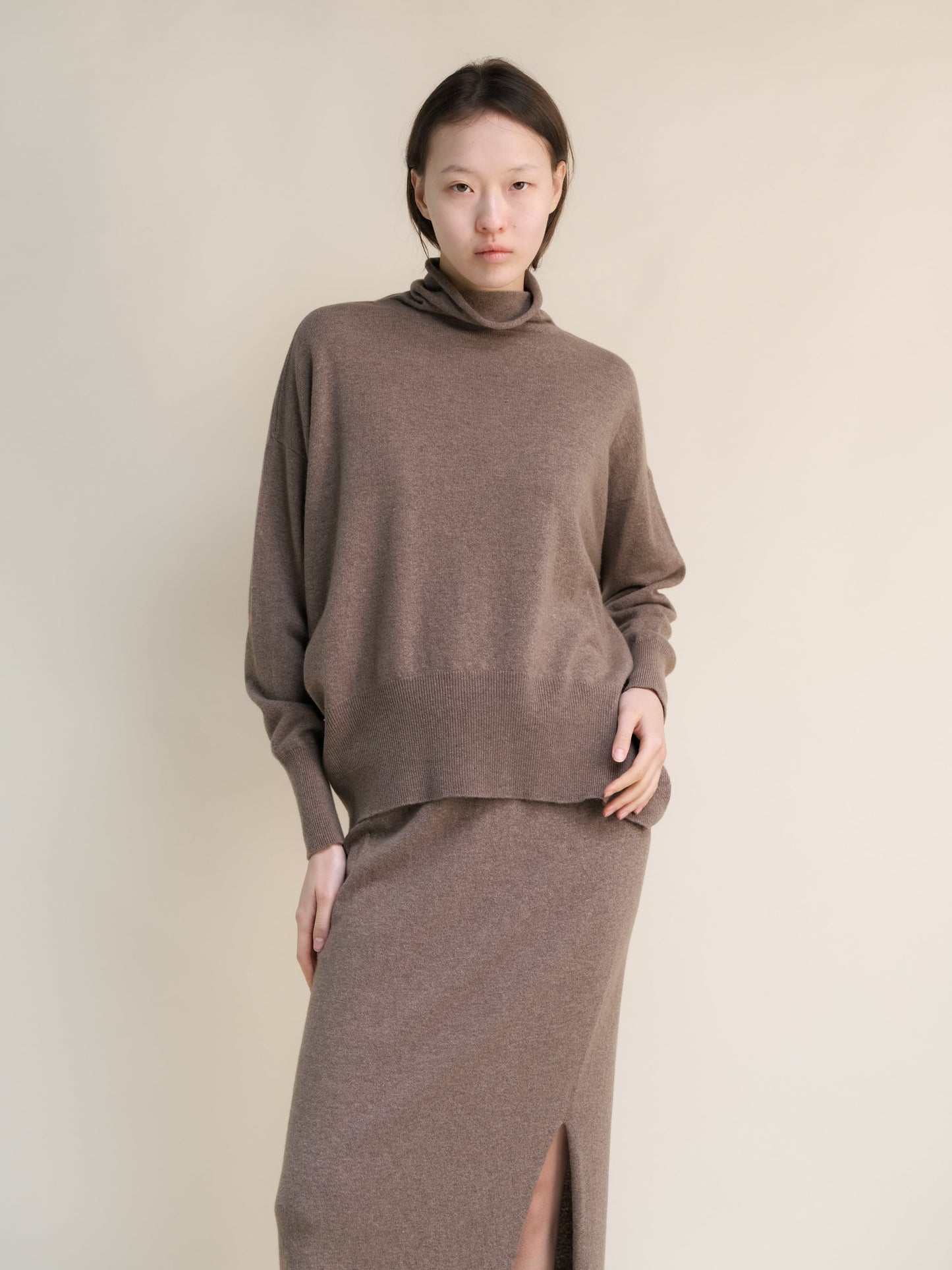 Cashmere Mix Maxi Turtleneck Sweater (3D-Knit)