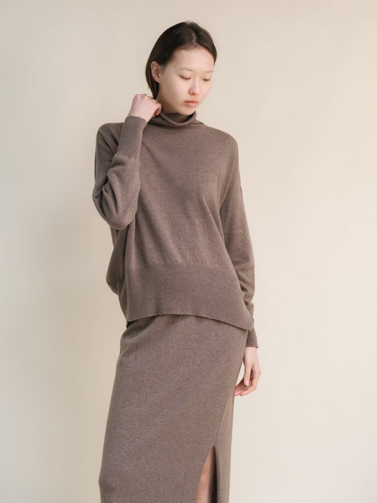 Cashmere Mix Maxi Turtleneck Sweater (3D-Knit)