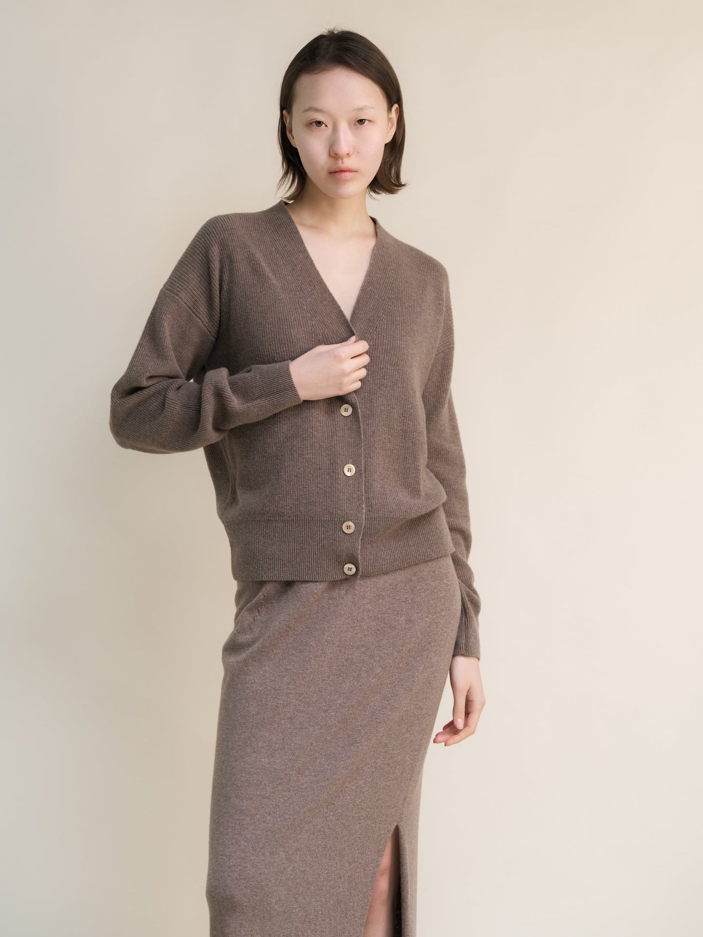 Cashmere Mix Ribbed Cardigan