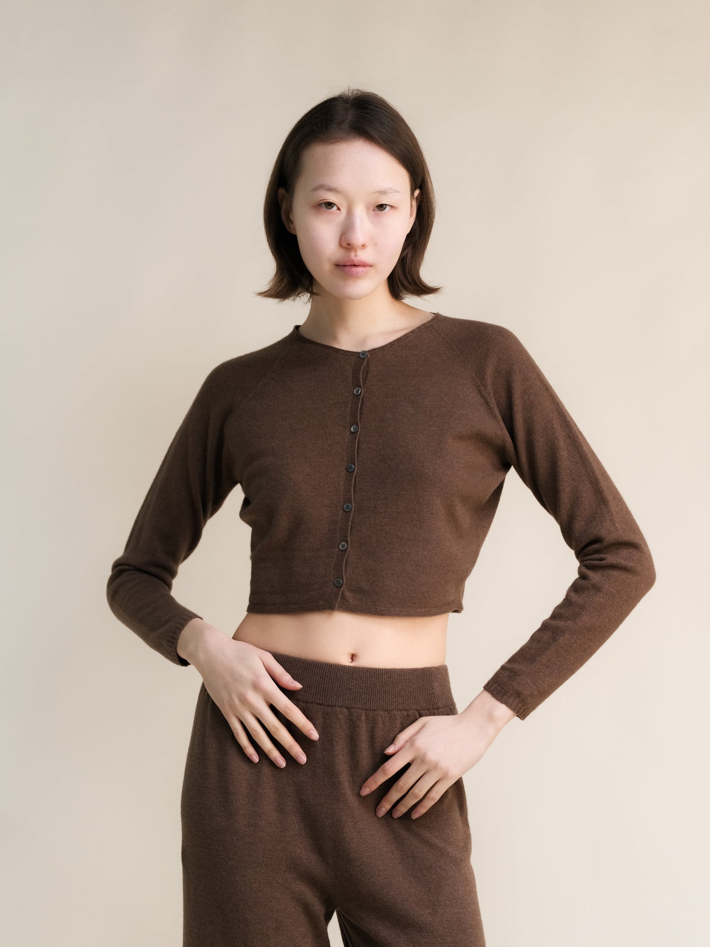 Cashmere Mix Cropped Cardigan (3D-Knit)