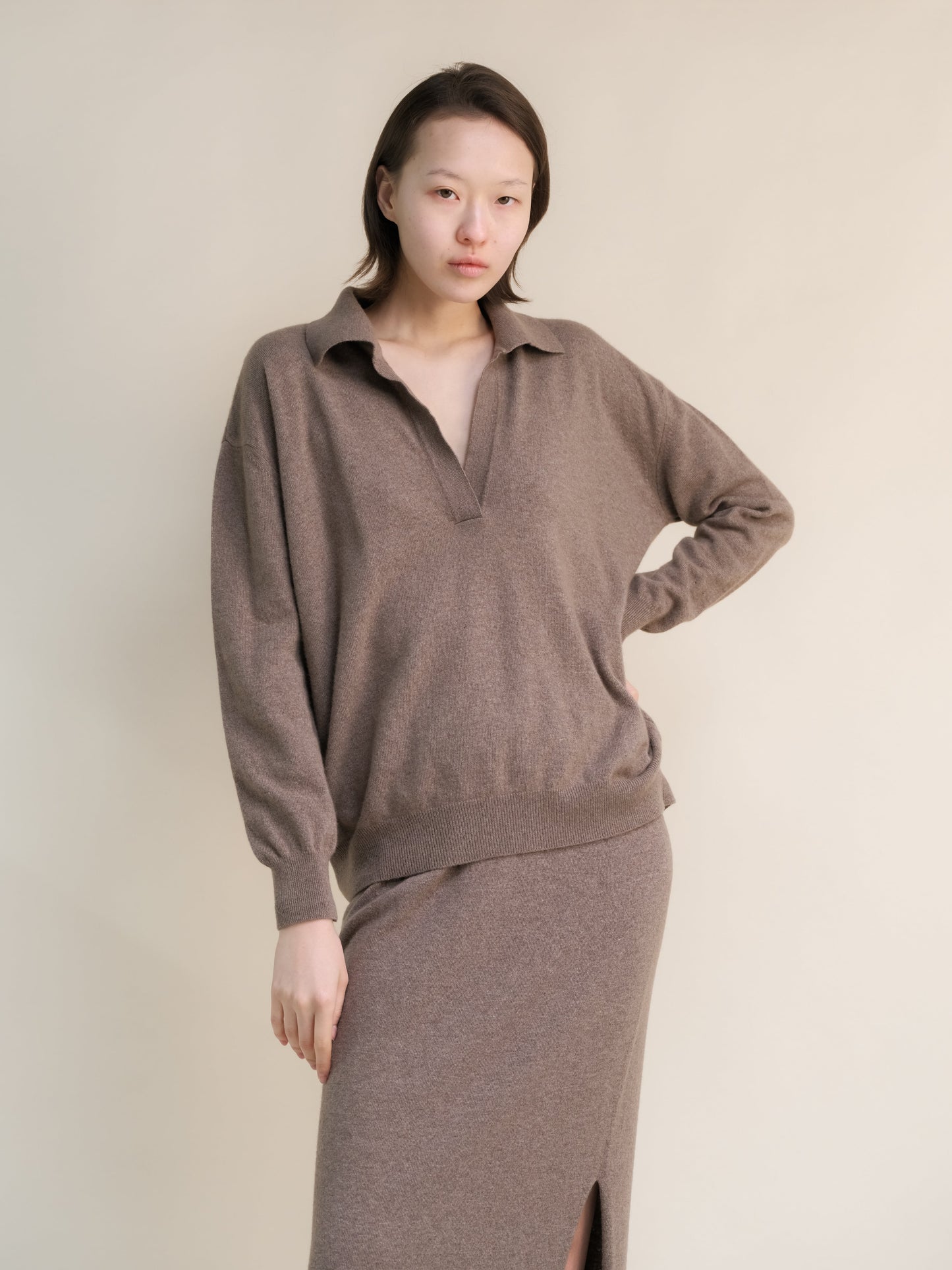 Cashmere Mix Polo Knit