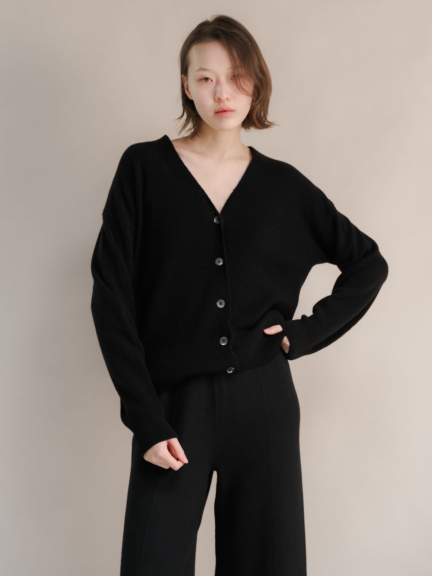 Cashmere Mix Ribbed Cardigan