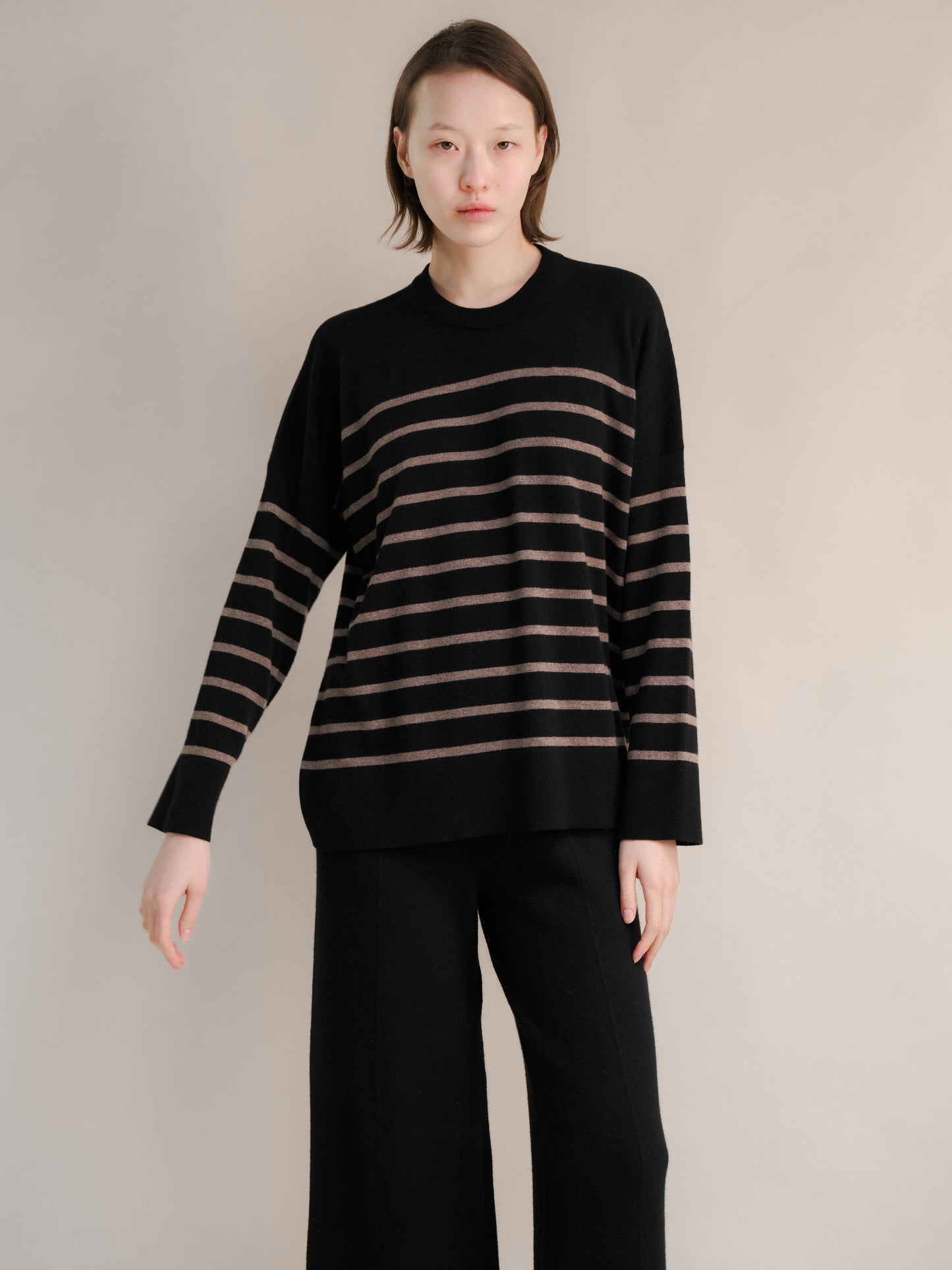 Cashmere Mix Striped Crewneck Sweater
