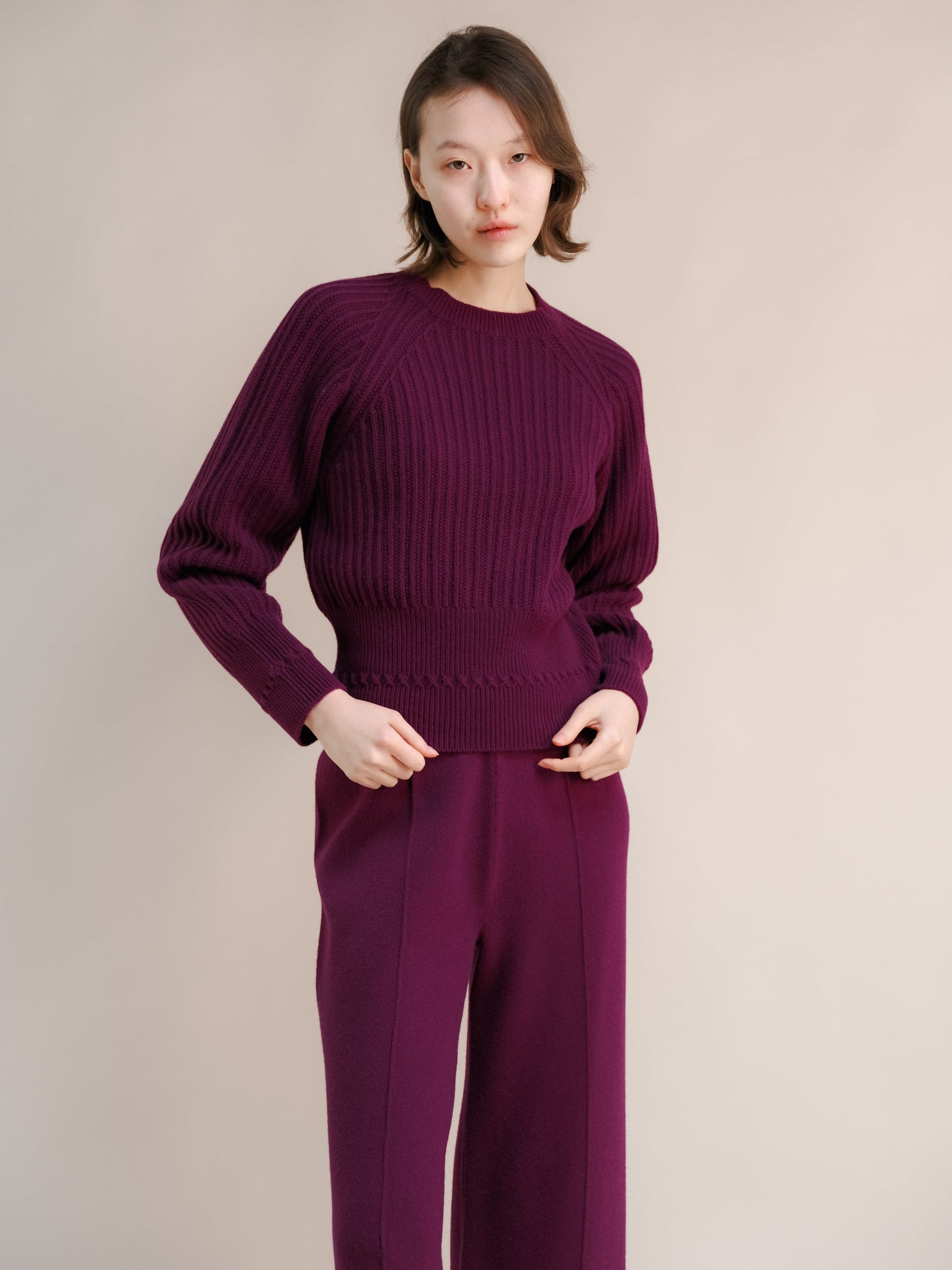 Cashmere Mix Crewneck Raglan Sweater