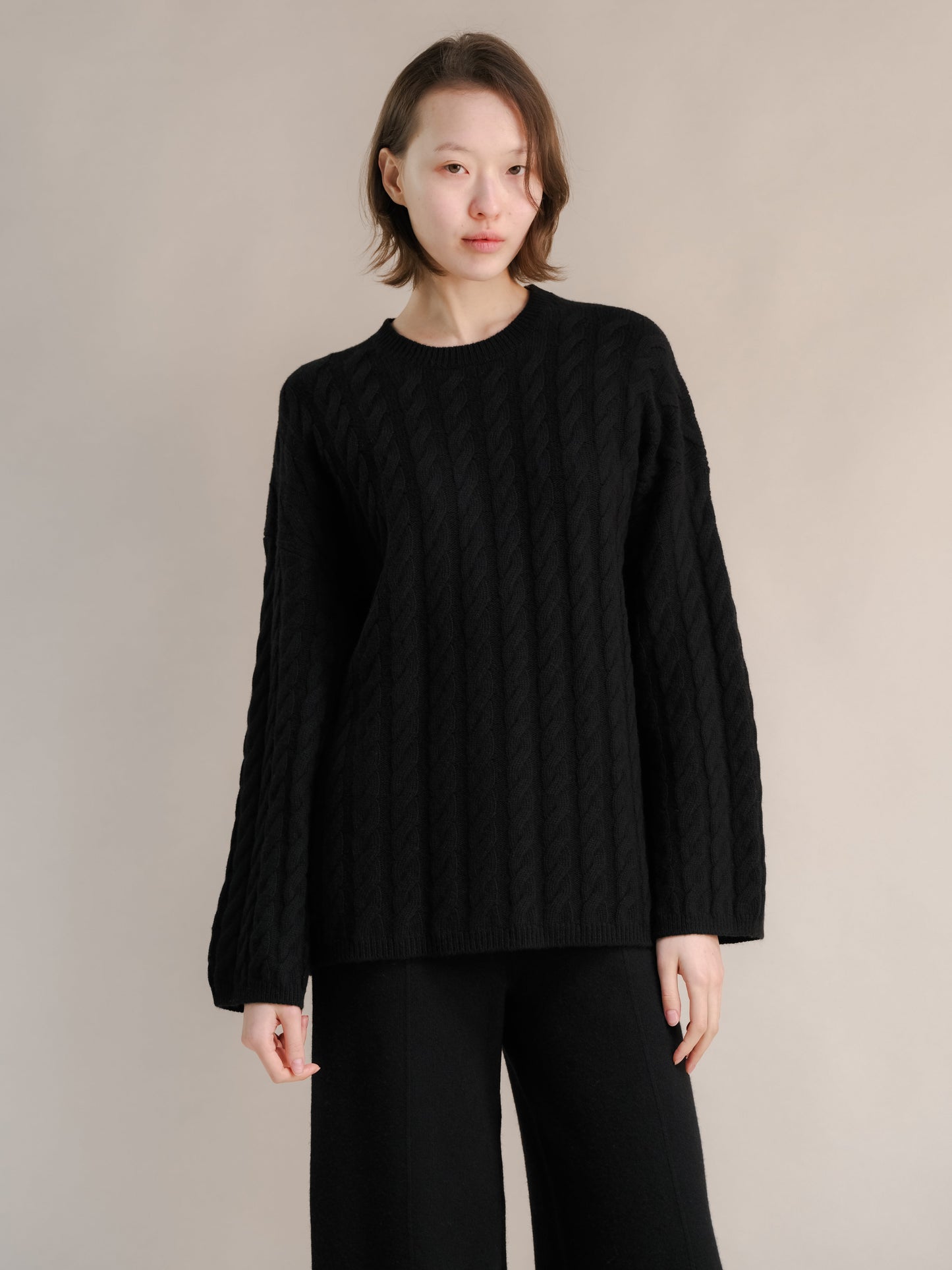 Maxi Cable-Knit Sweater in Cashmere Mix