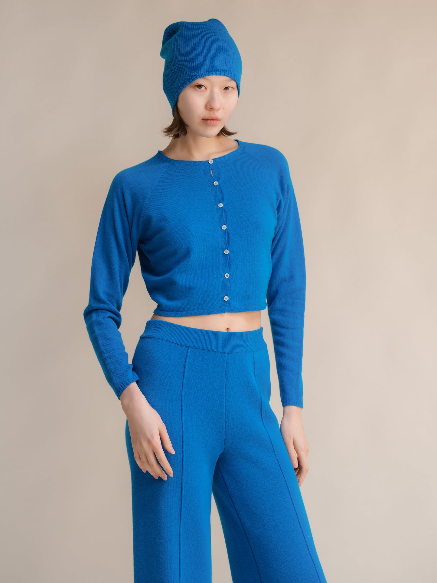 Cashmere Mix Cropped Cardigan (3D-Knit)