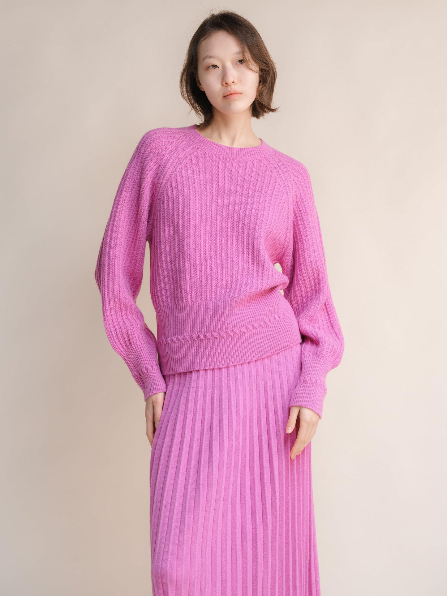 Cashmere Mix Crewneck Raglan Sweater