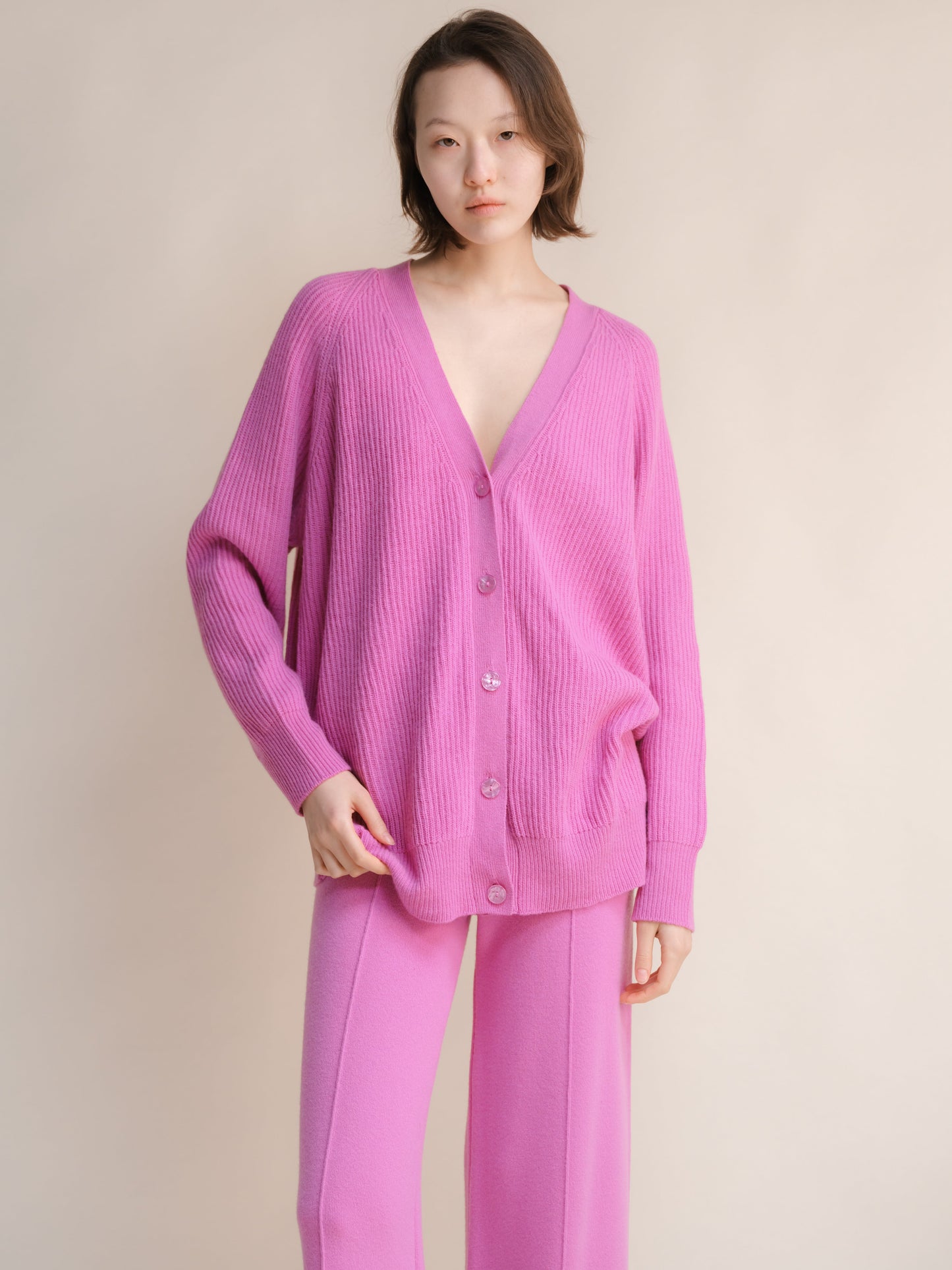 Cashmere Mix Long Ribbed Cardigan